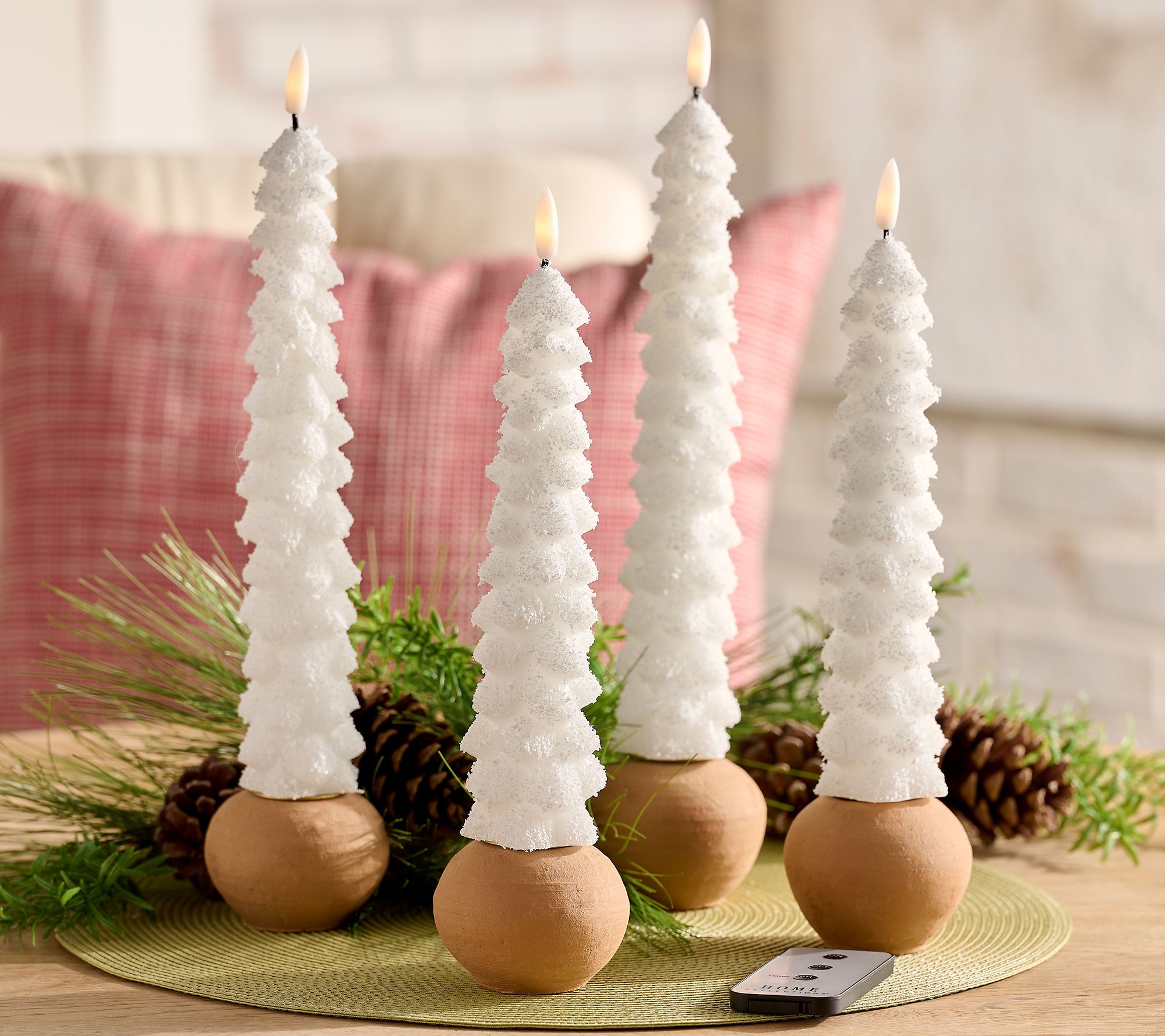 Home Reflections S/4 Frosted Flameless Tree Tapers