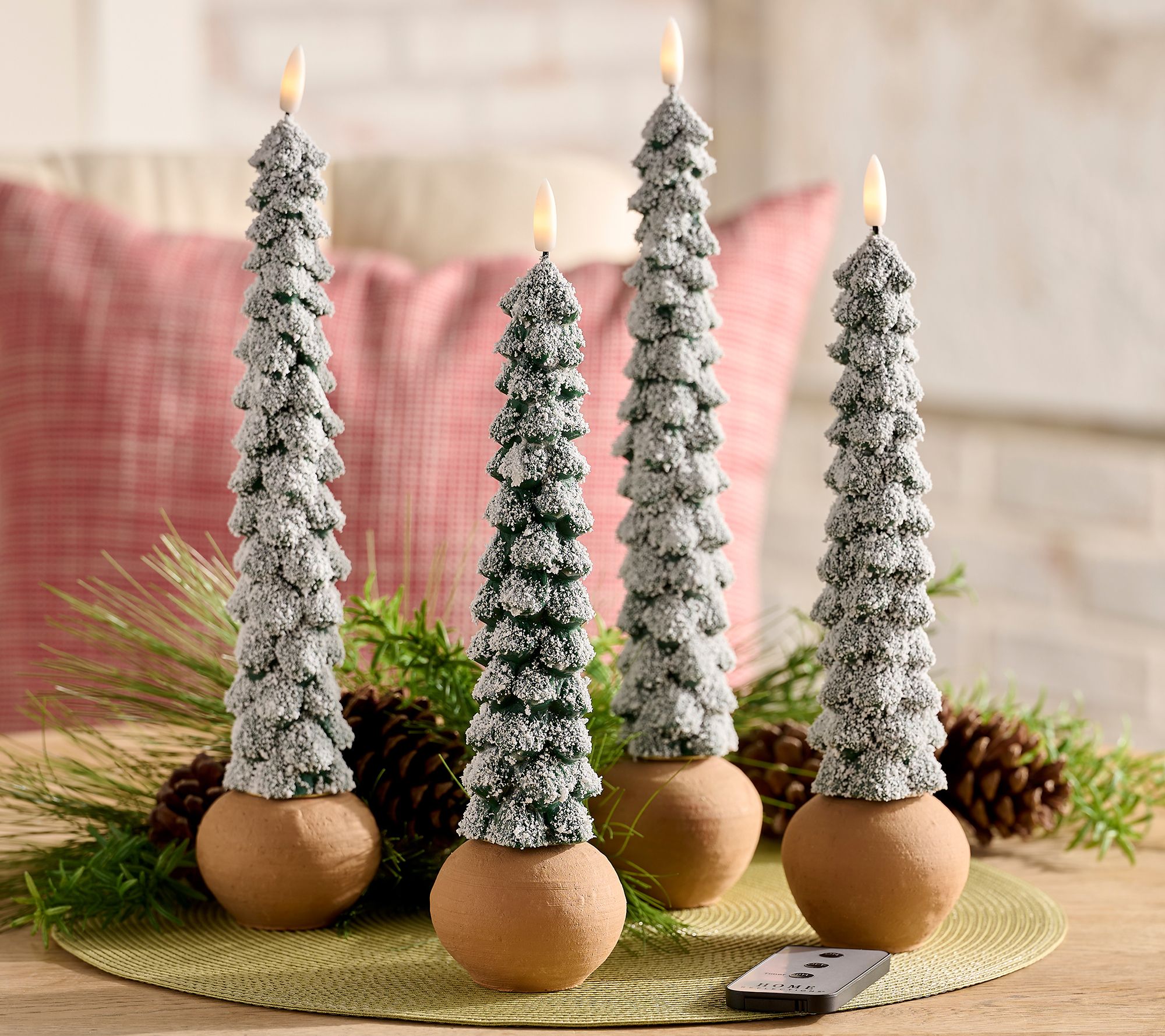 Home Reflections S/4 Frosted Flameless Tree Tapers