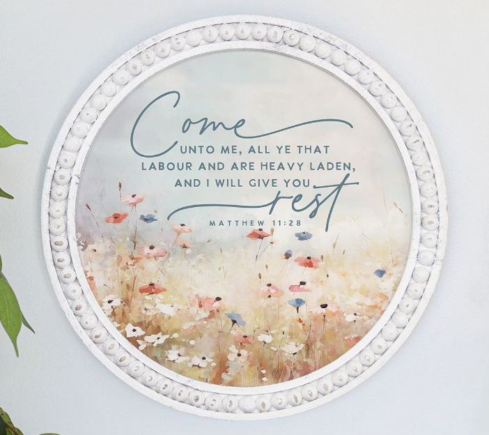 Sincere Surroundings 14" Come Rest Flowers Beaded Art.