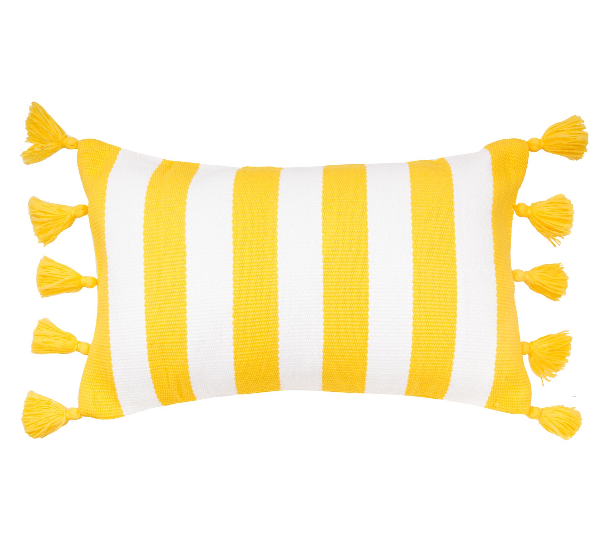 Cabana Daffodil Stripes Tassels Pillow by Valerie