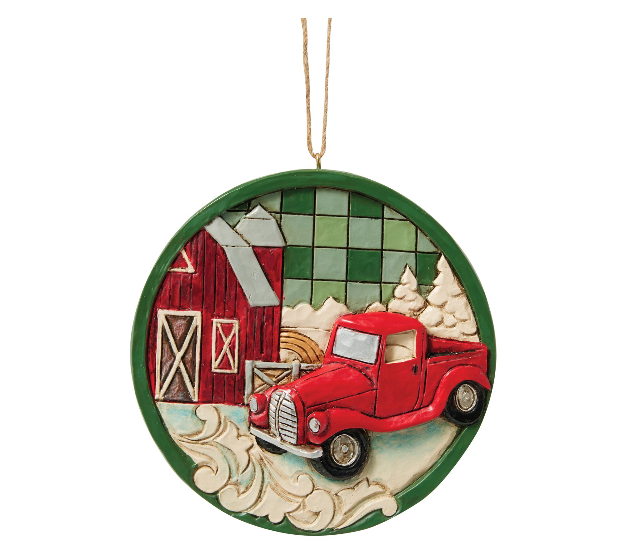 Jim Shore Highland Glen Red Truck Christmas Ornament 3.8in H