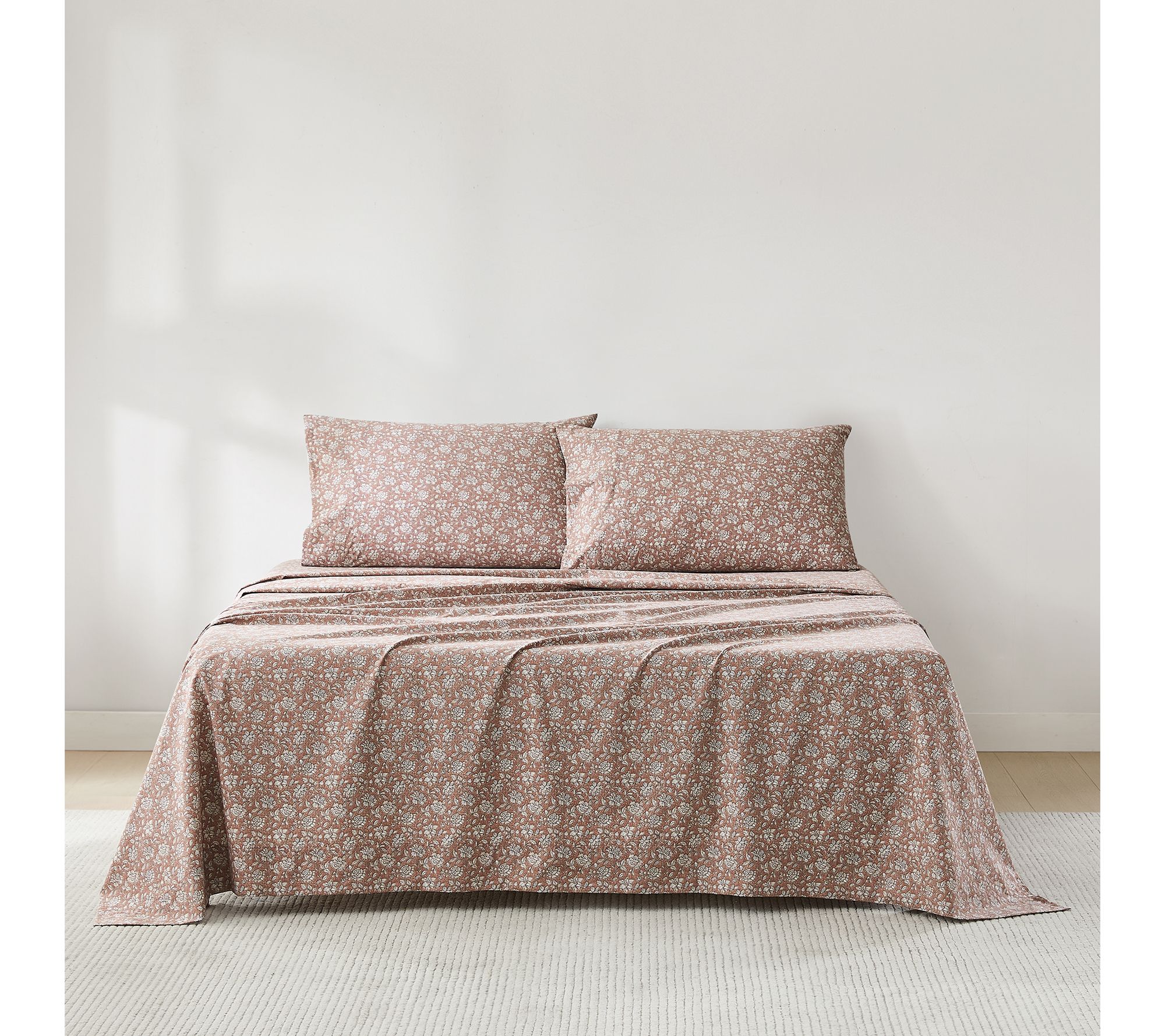 Lush Decor Zara Floral Block Cotton Sheet 4-Piece Set Queen