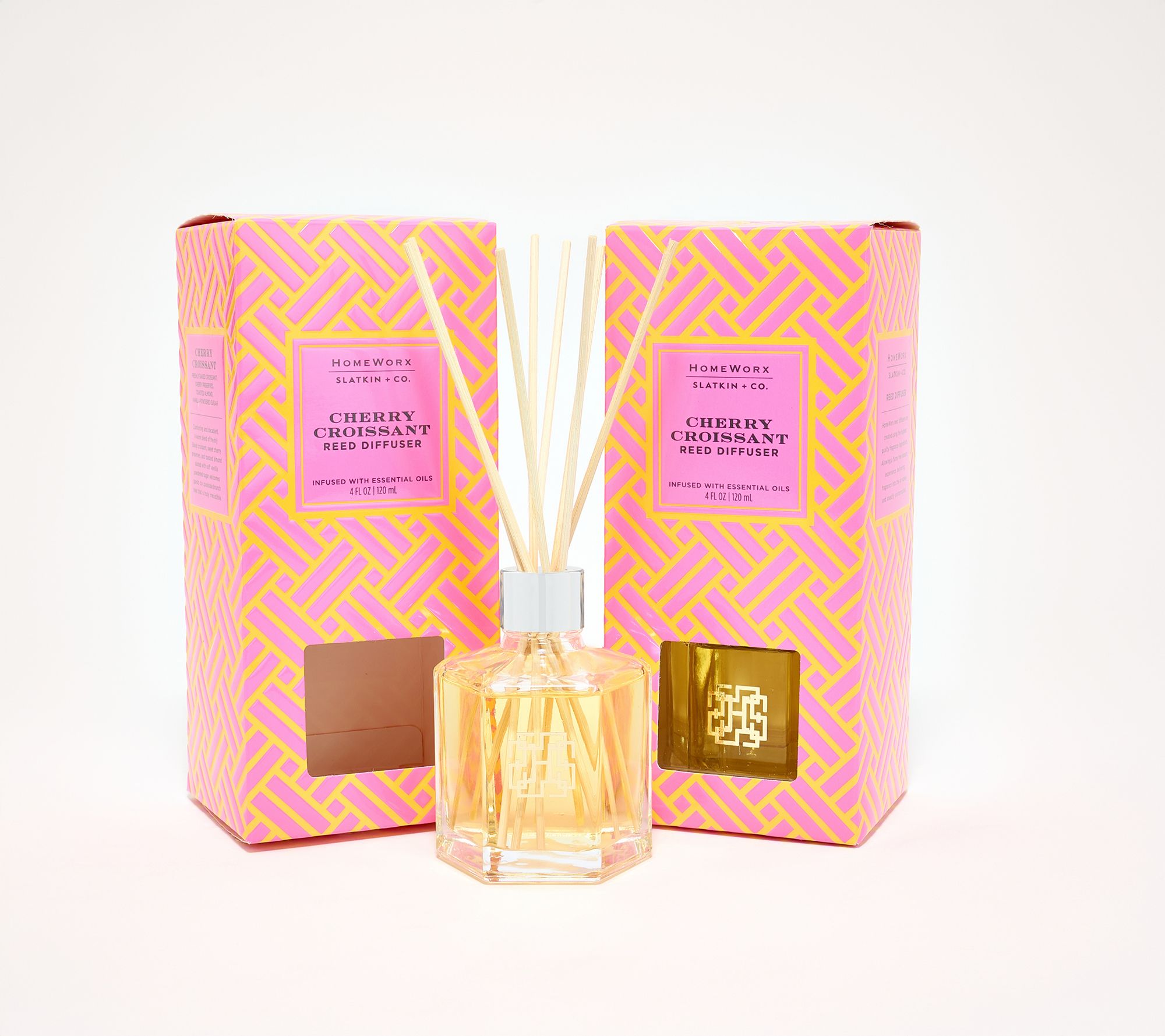 HomeWorx by Slatkin + Co. S/2 SpringFling Reed Diffusers CherryCroissant