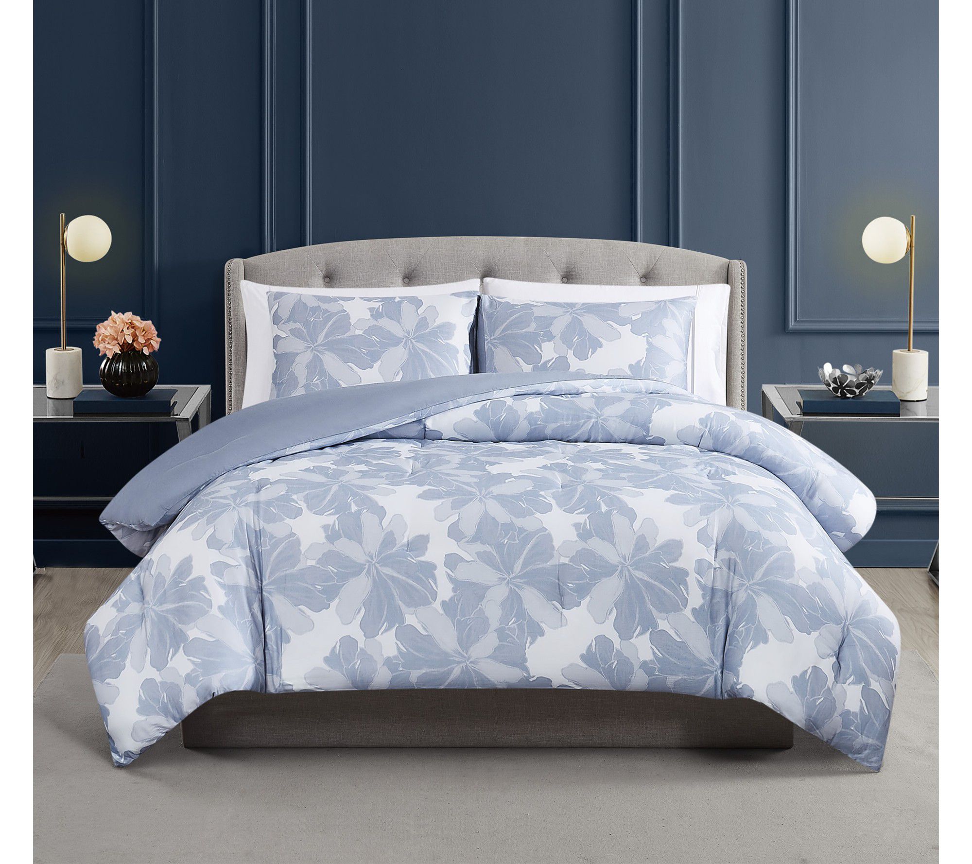 Vince Camuto Organic Floral 3 Piece Full/QueenDuvet Cover Set