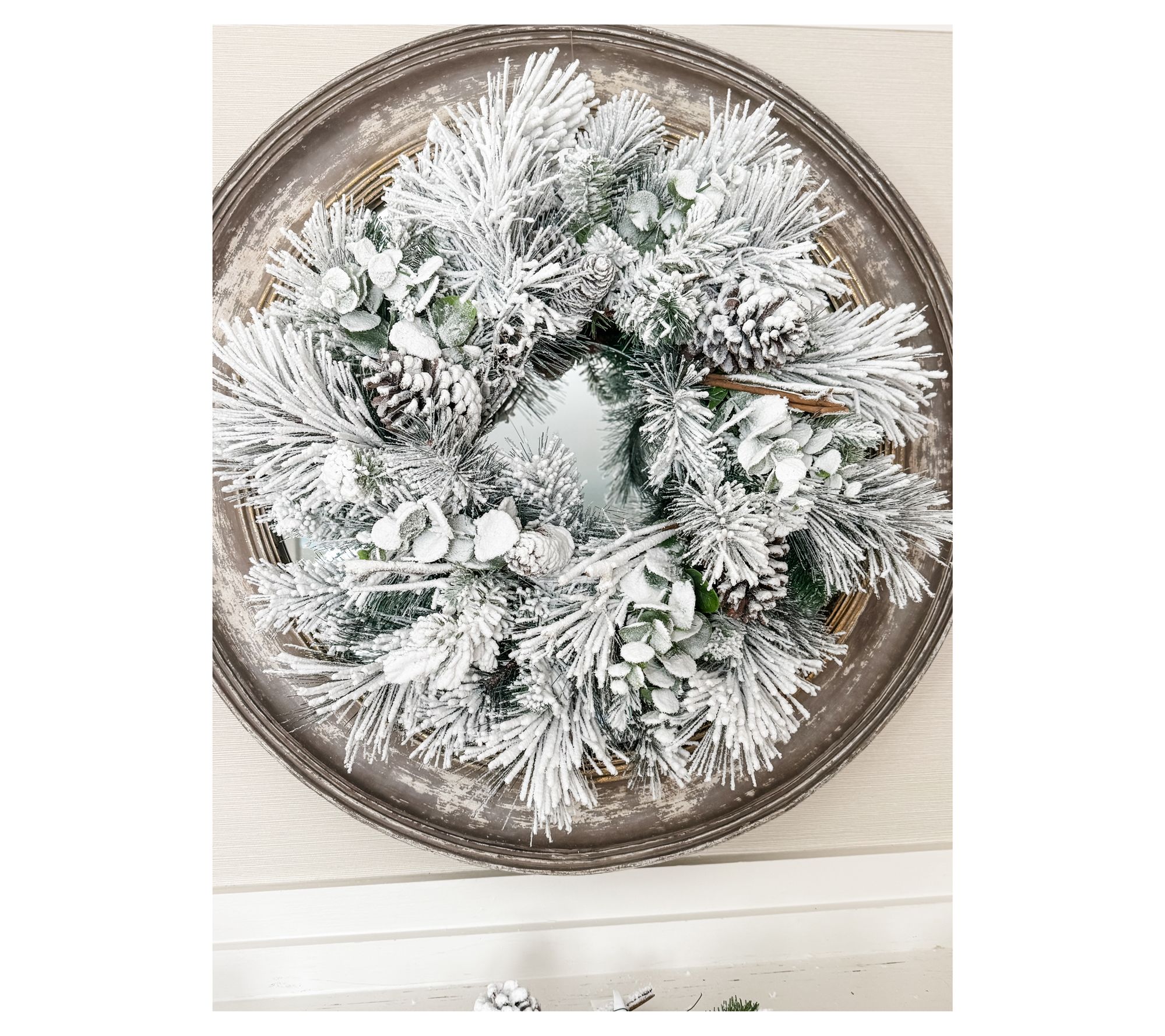 "As Is" Simply Stunning Flocked Wreath by Janine Graff