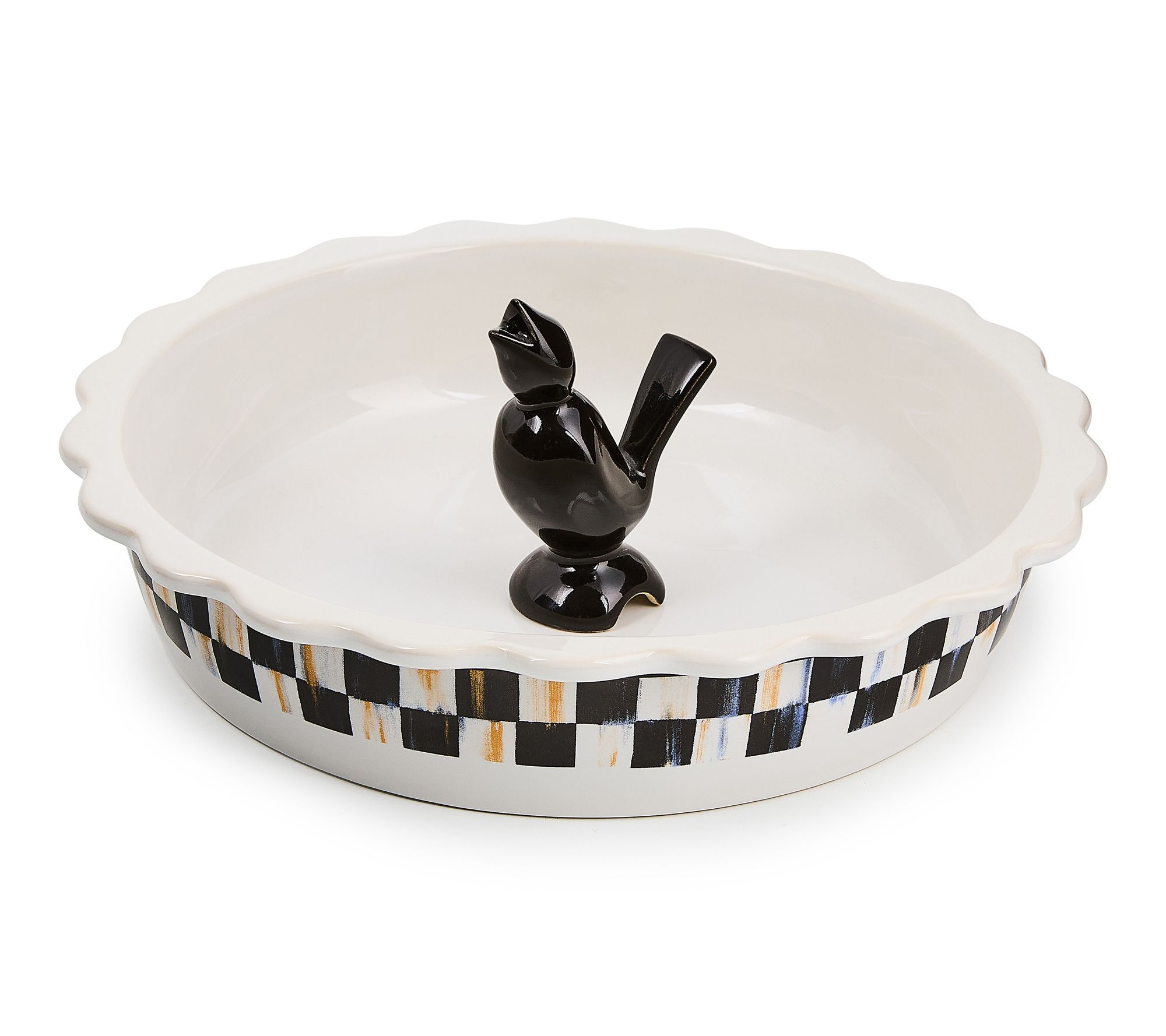MacKenzie-Childs Check Everyday Pie Plate withPie Bird