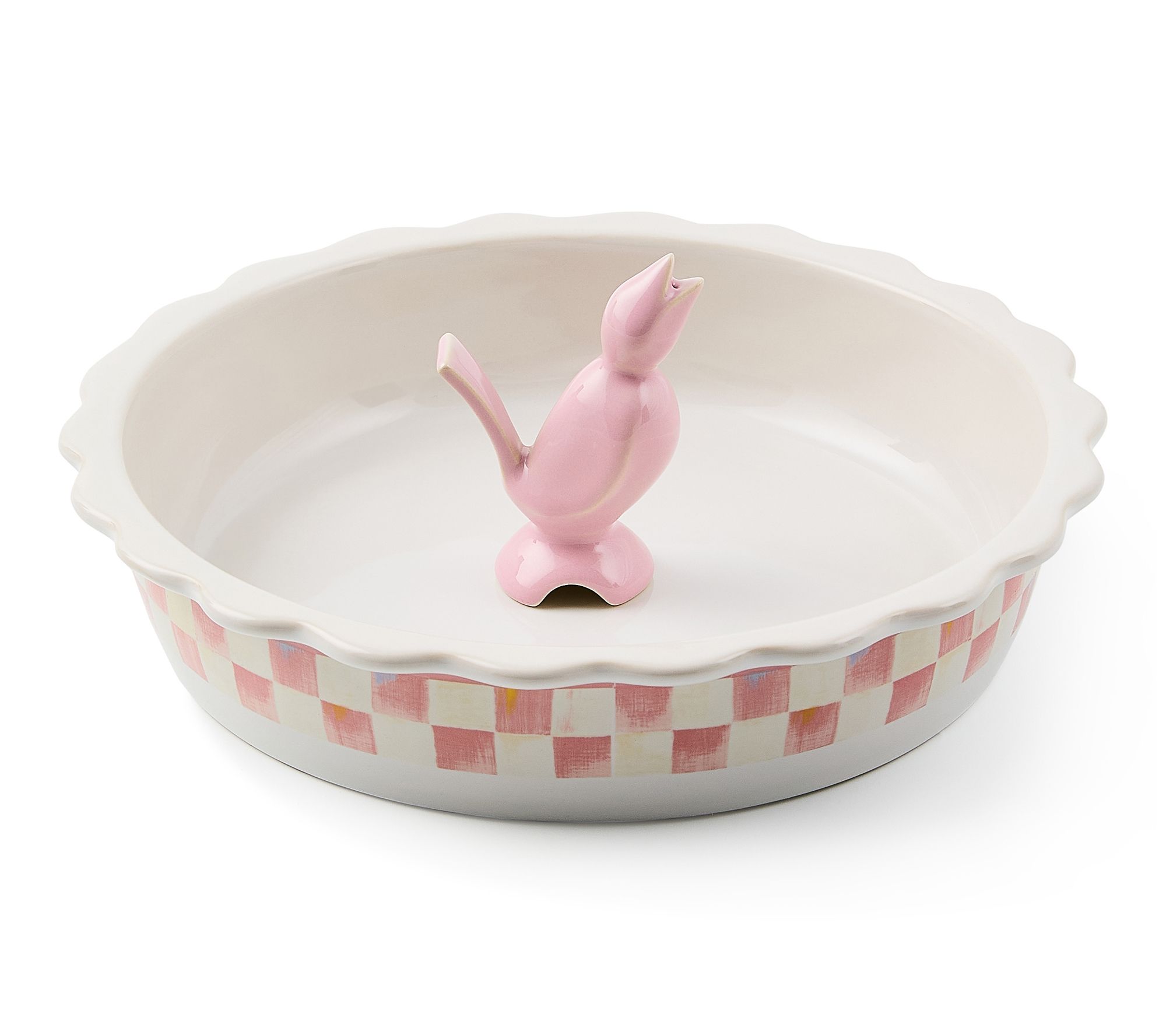 MacKenzie-Childs Check Everyday Pie Plate withPie Bird