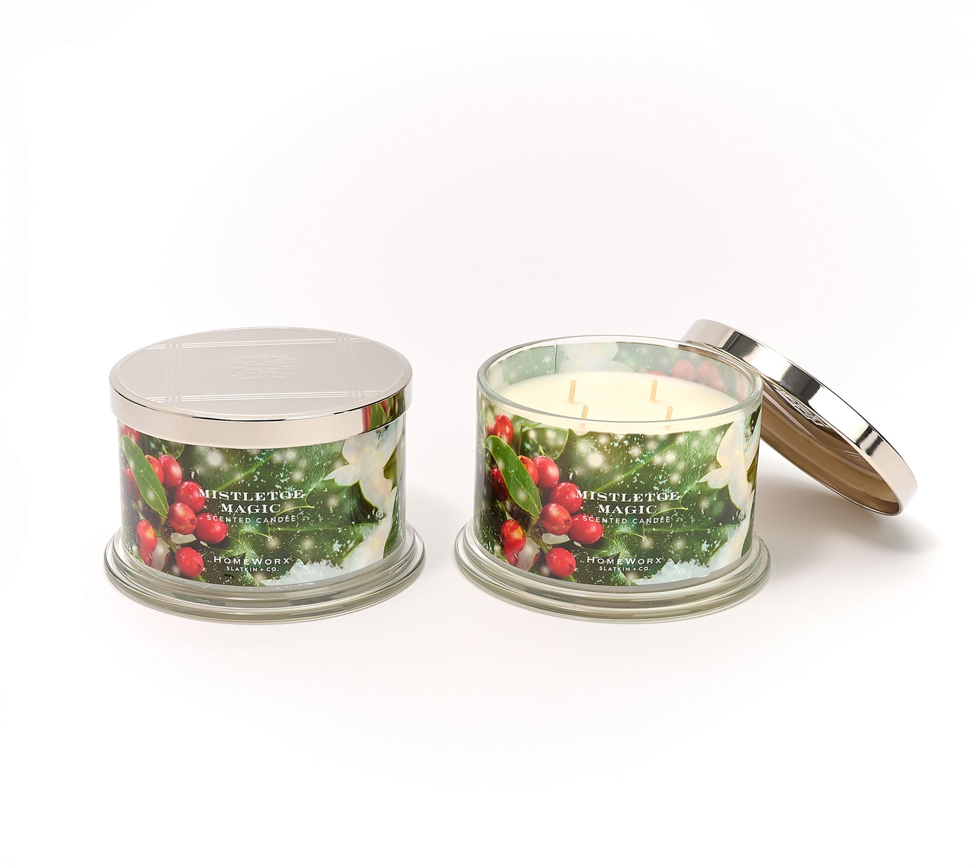 HomeWorx by Slatkin + Co. S/2 18oz Mistletoe Magic Candles