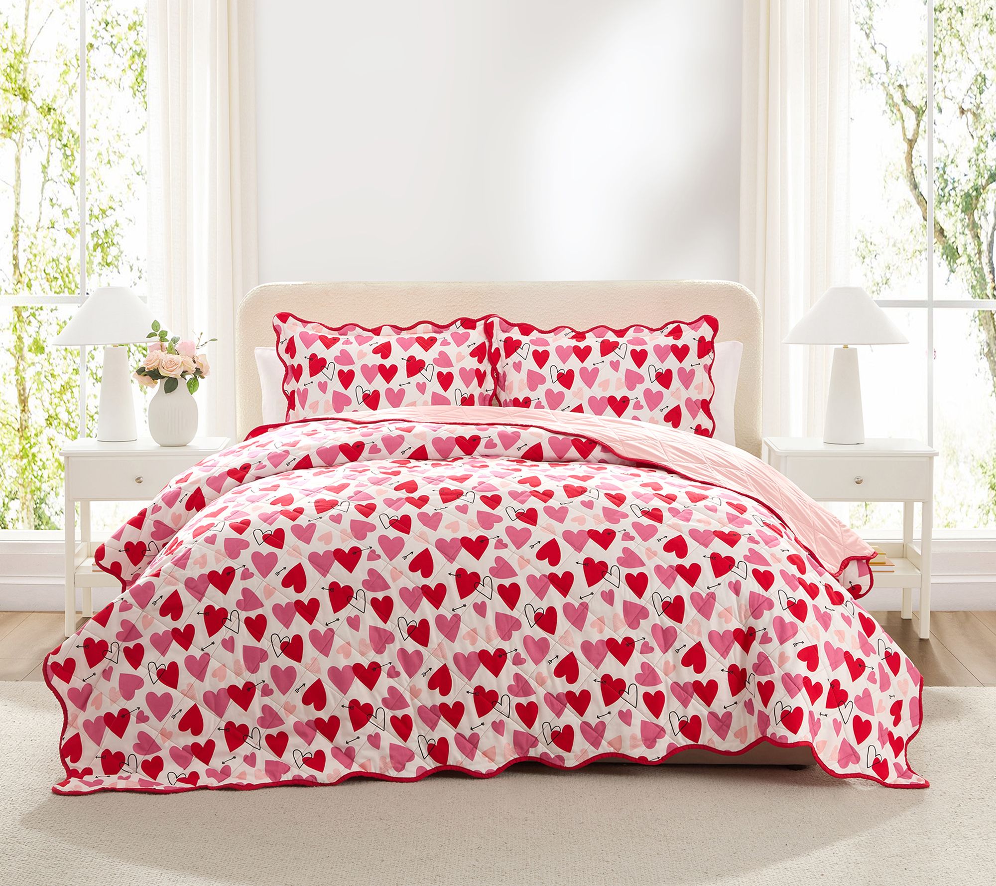 Hallmark Love Art 3-Piece Pink/Multicolor QuiltSet, F/Q