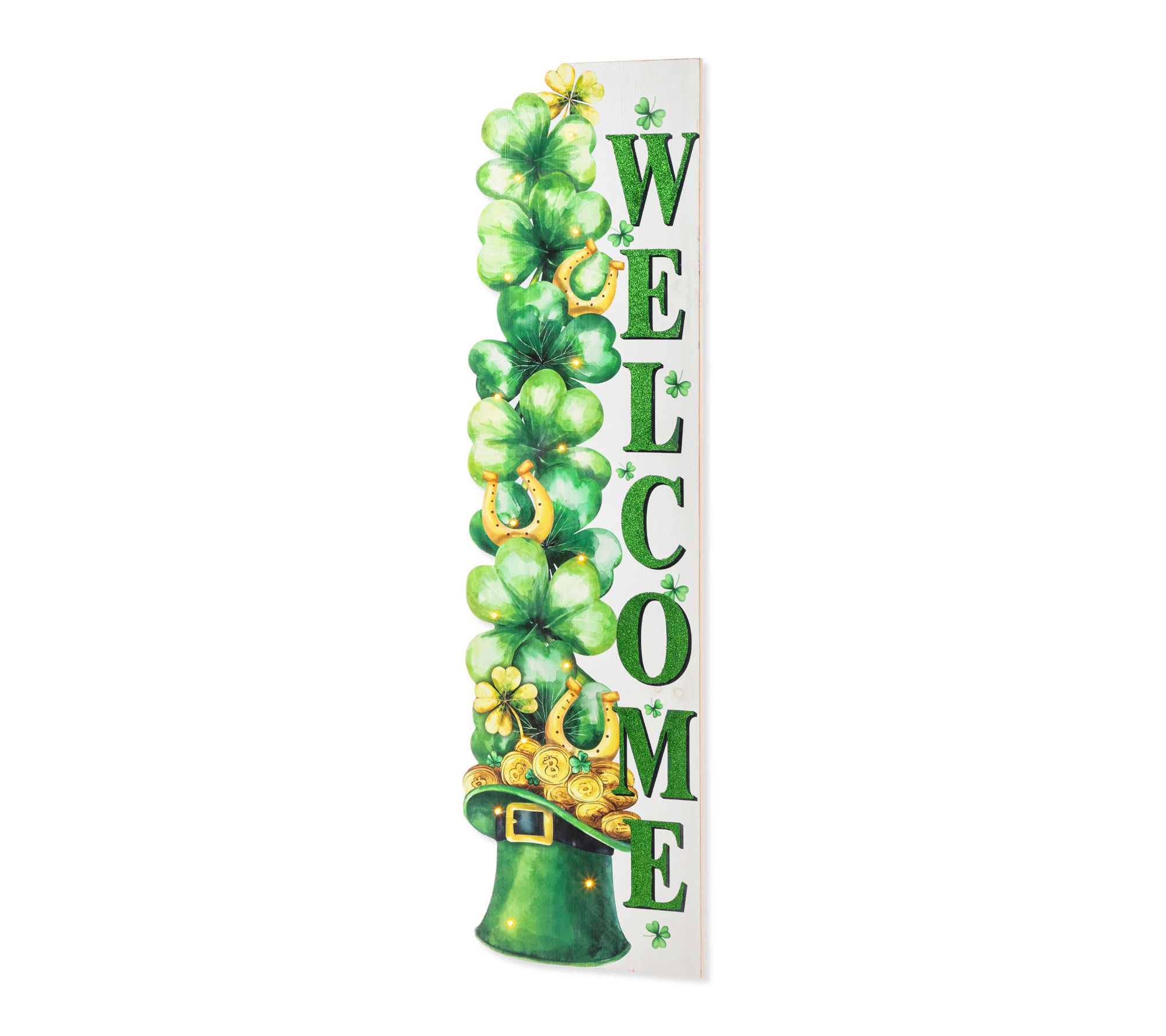 Glitzhome 42"H St Patrick's Stacked Shamrock Porch Decor