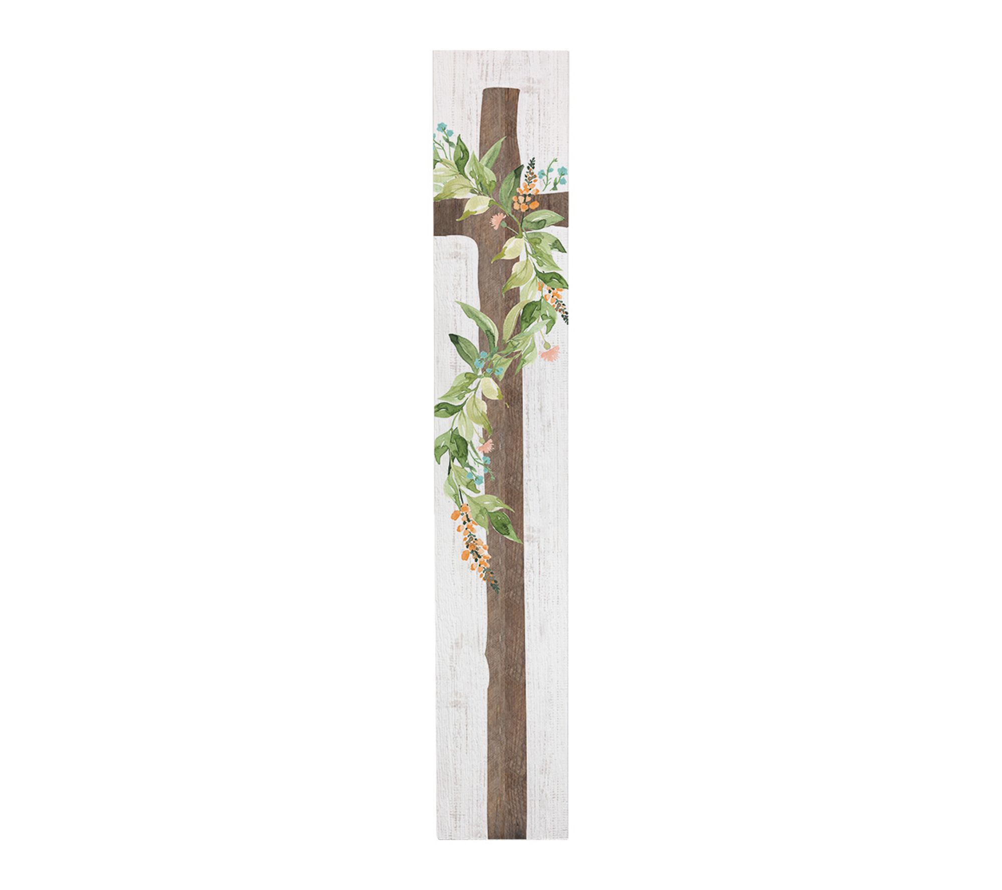 Sincere Surroundings 47" Wood Floral Cross Porch Board