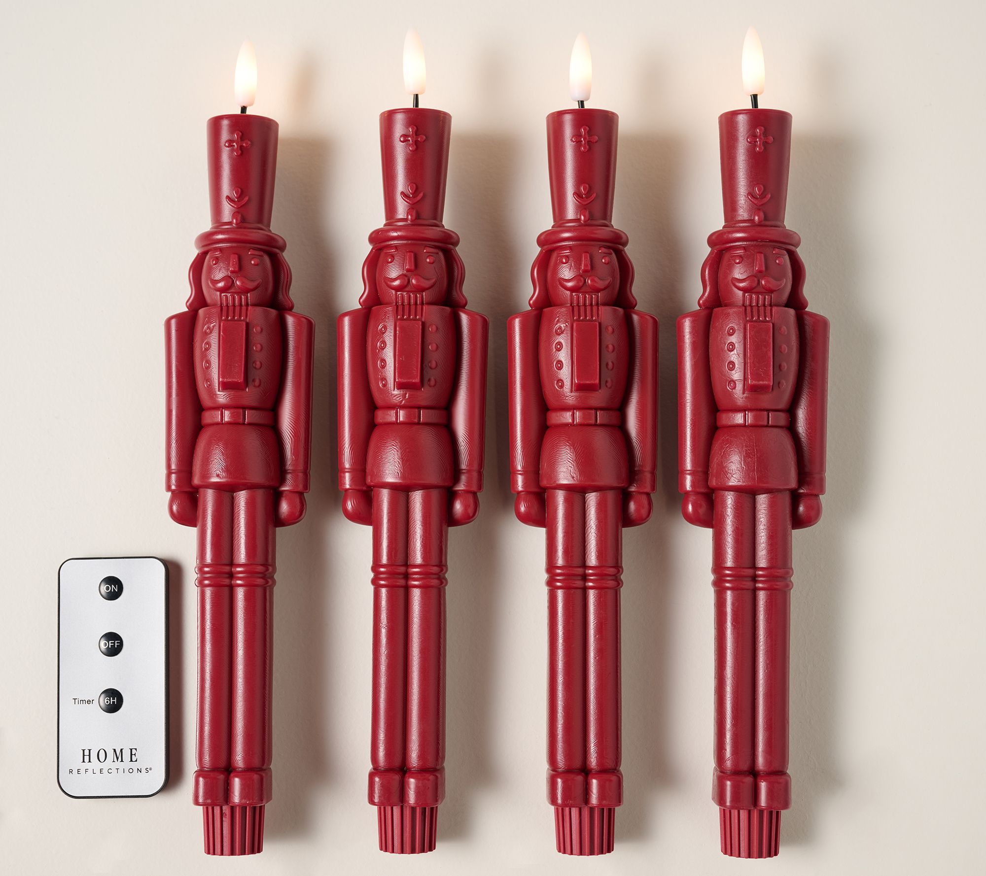 Home Reflections 11" S/4 Nutcracker Flameless Tapers