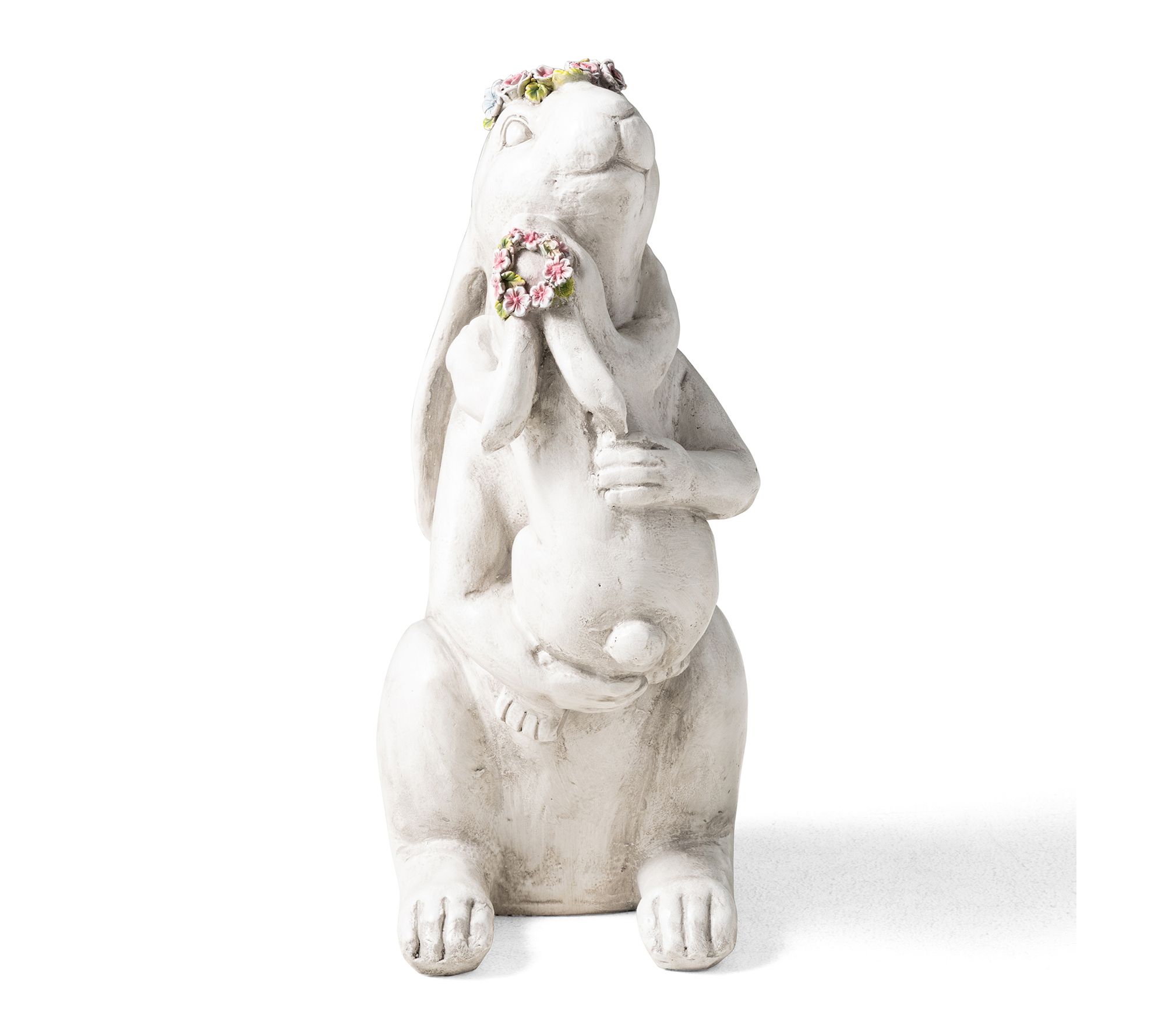 Glitzhome 17''H MGO Hugging Mom and Baby RabbitStatue