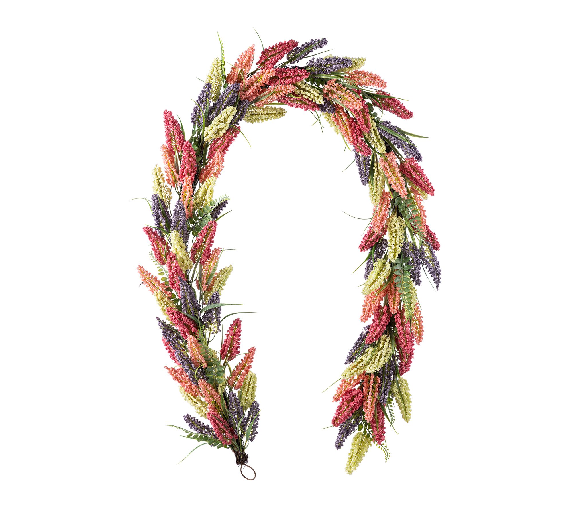 Glitzhome 6ft Pink, Purple & Yellow Mixed Heather Garland