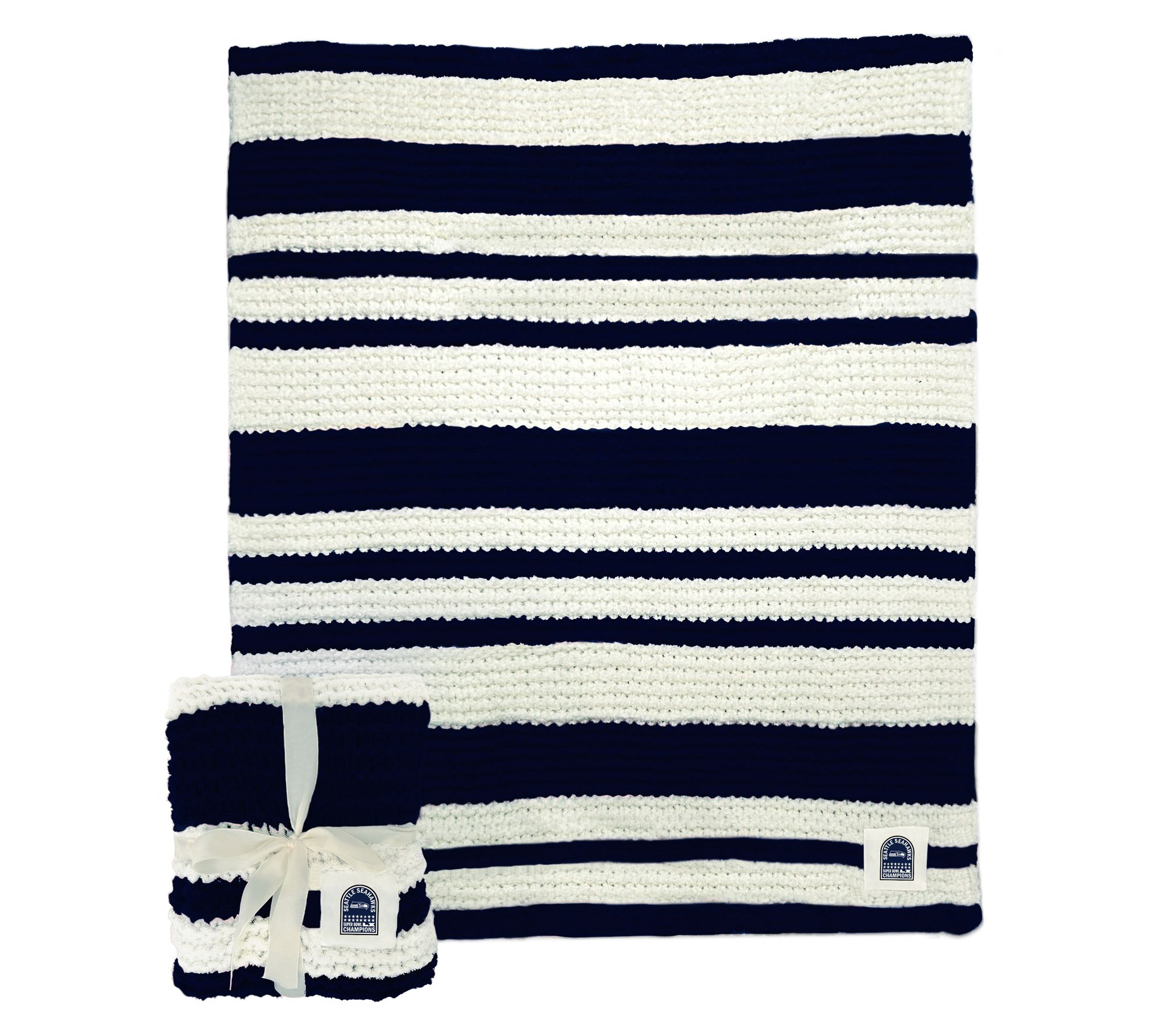 Logo Seahawks 2026 Super Bowl Champions Cable Knit Throw