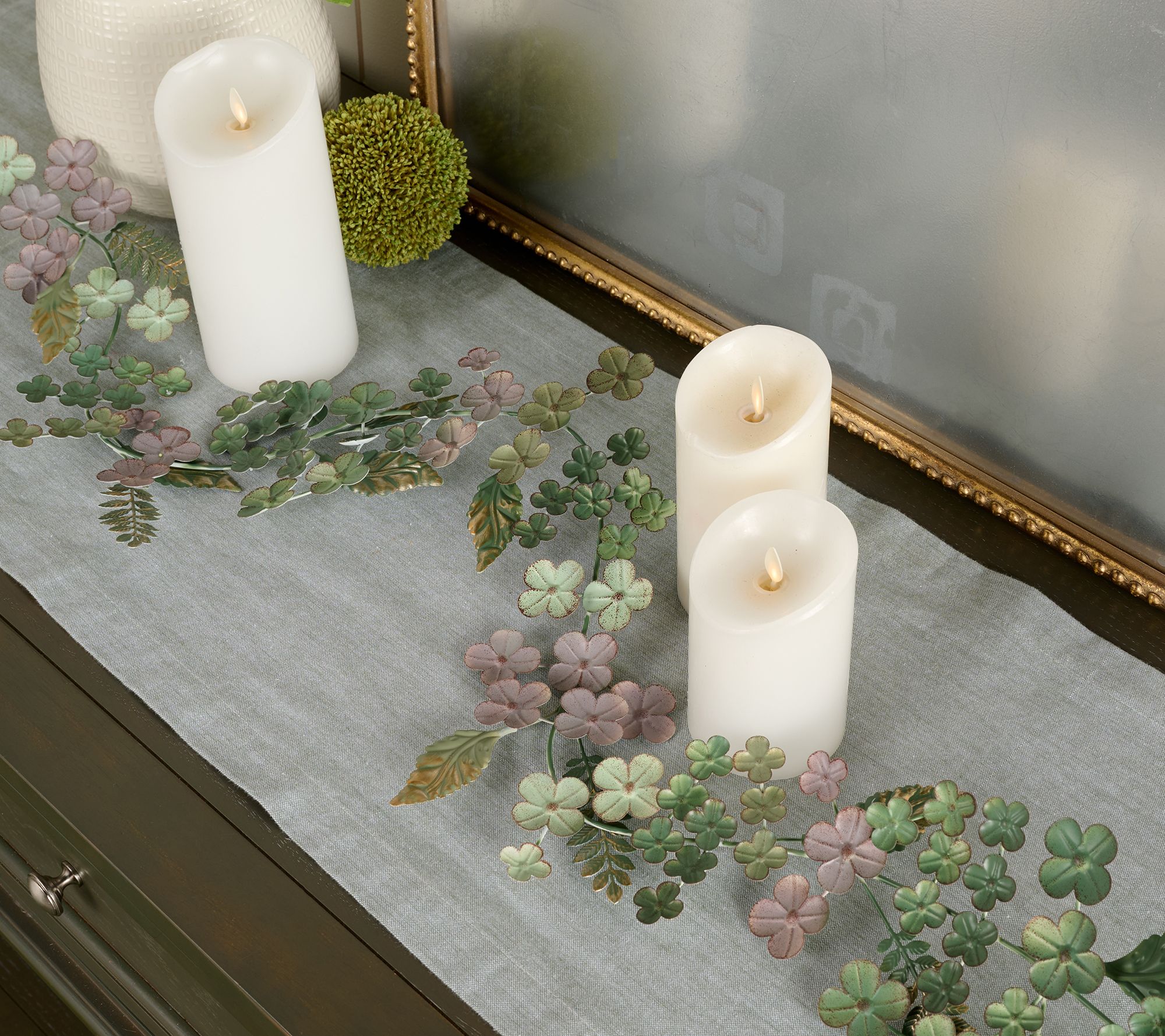 "As Is" Home Reflections 4' Metal Hydrangea Garland