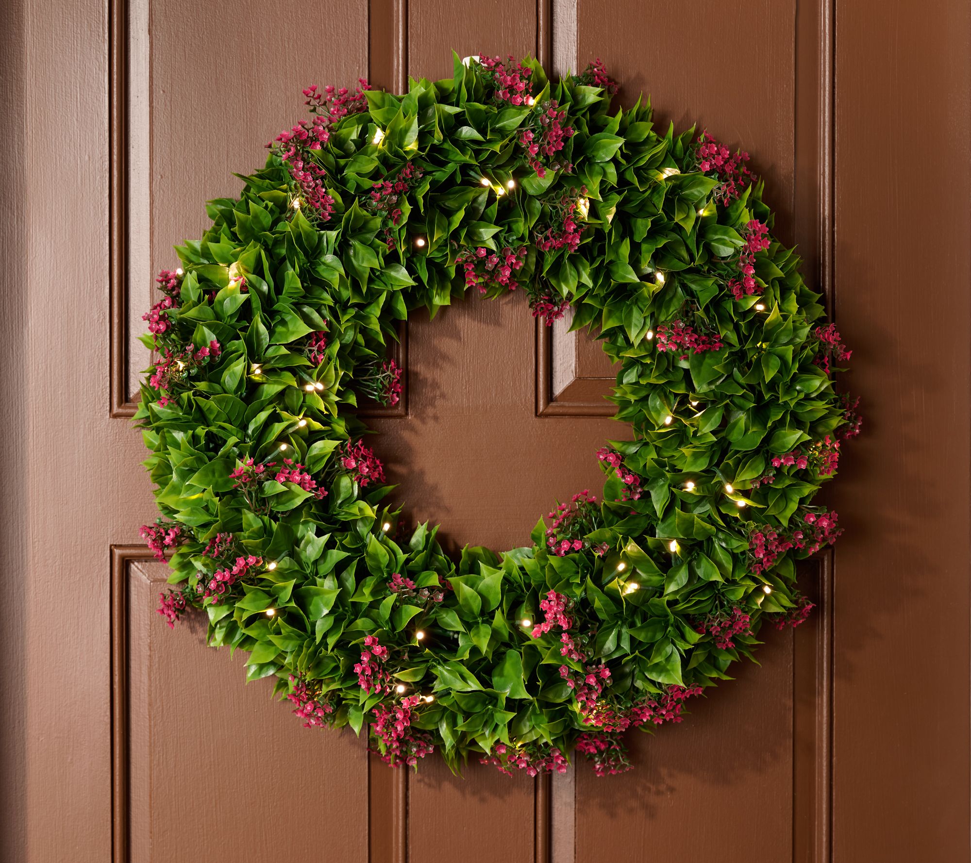 "As Is" Bethlehem Lights Illumin. 24" Wreath with Wispy Florals