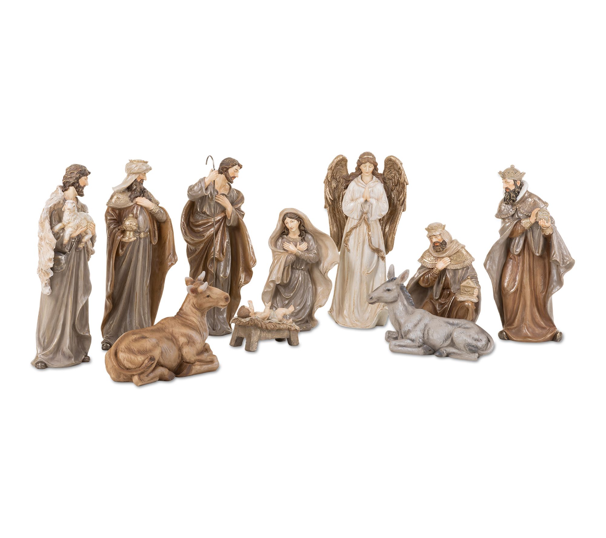 置物 nashu4mama Glitzhome 10pcs Oversized Resin Nativity Figurine Set | QVC