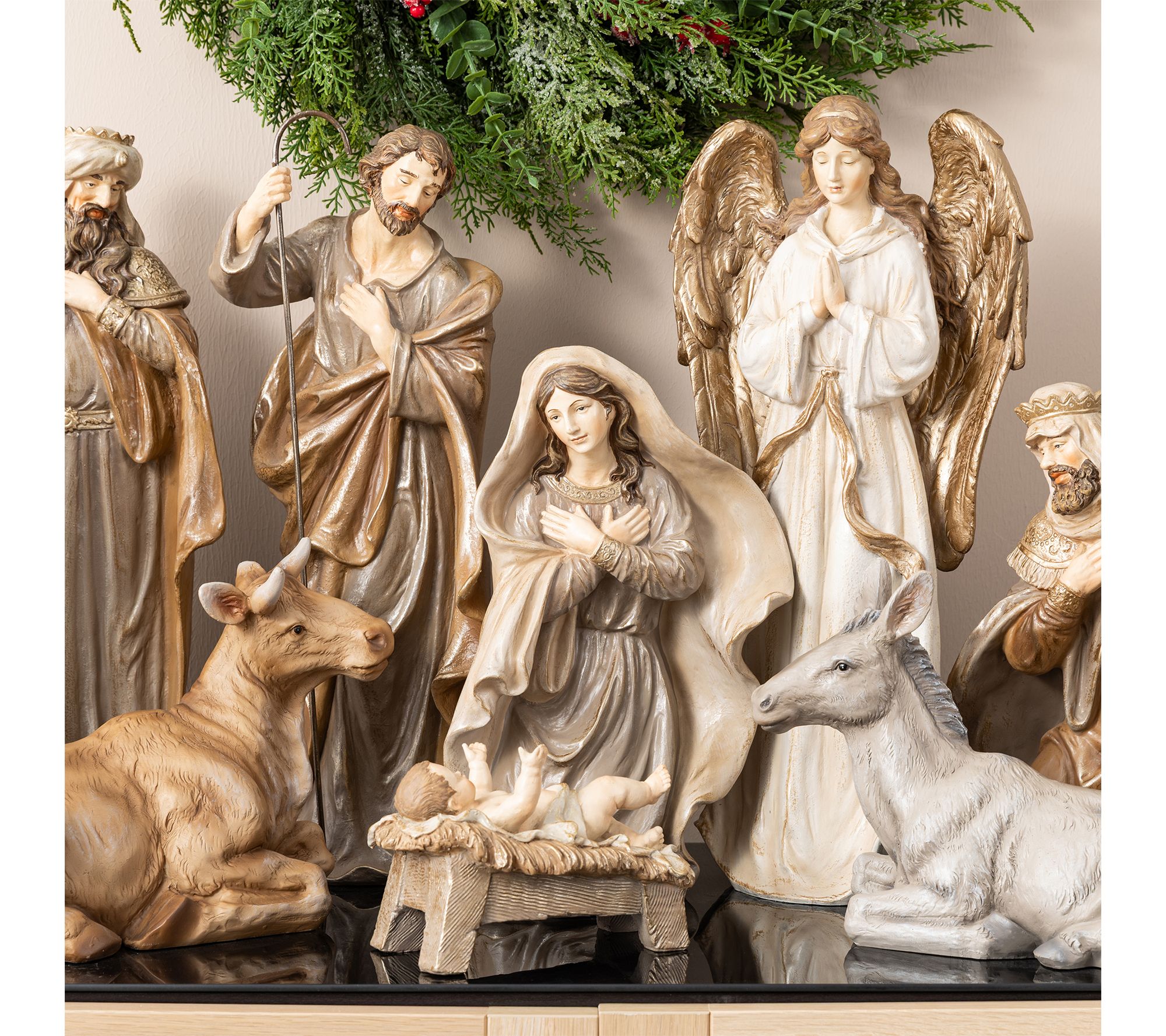Glitzhome 10pcs Oversized Resin Nativity Figurine Set | QVC