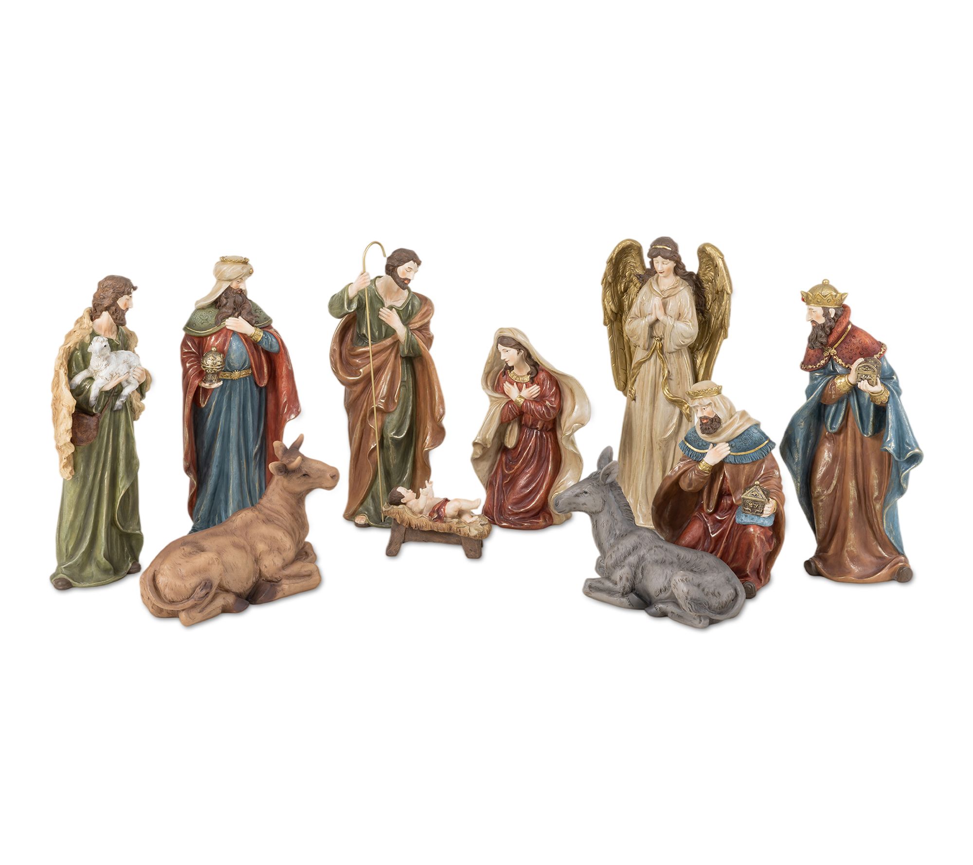 Glitzhome 10pcs Oversized Resin Nativity Figurine Set