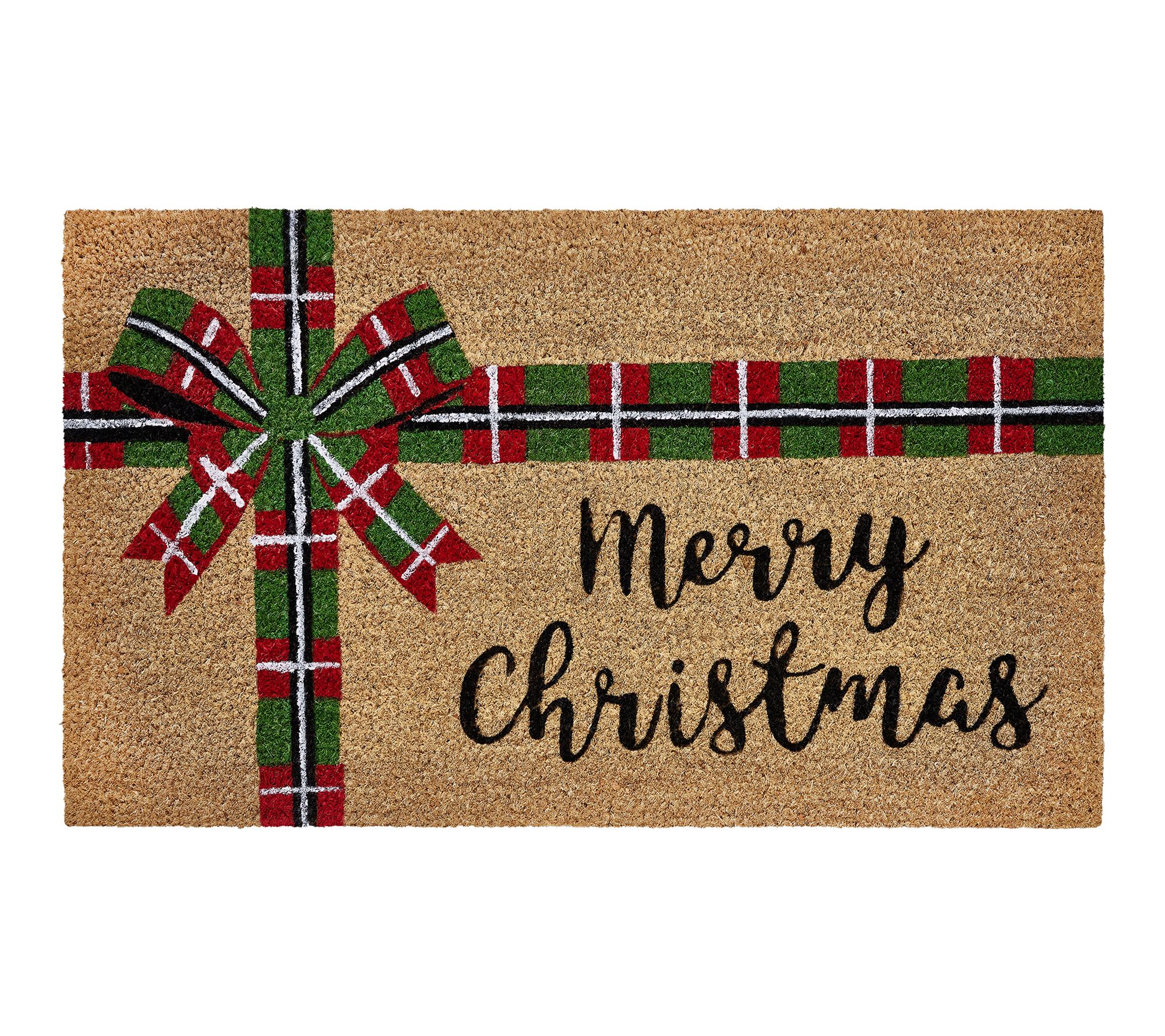 VCNY Home Merry Christmas Plaid Bow Doormat, 18" x 30"