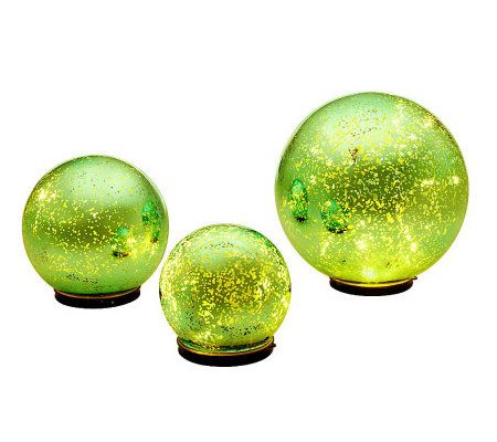 NEW Set of 3 Lit Indoor Outdoor Mercury newest Glass Spheres w/Timer by Valerie