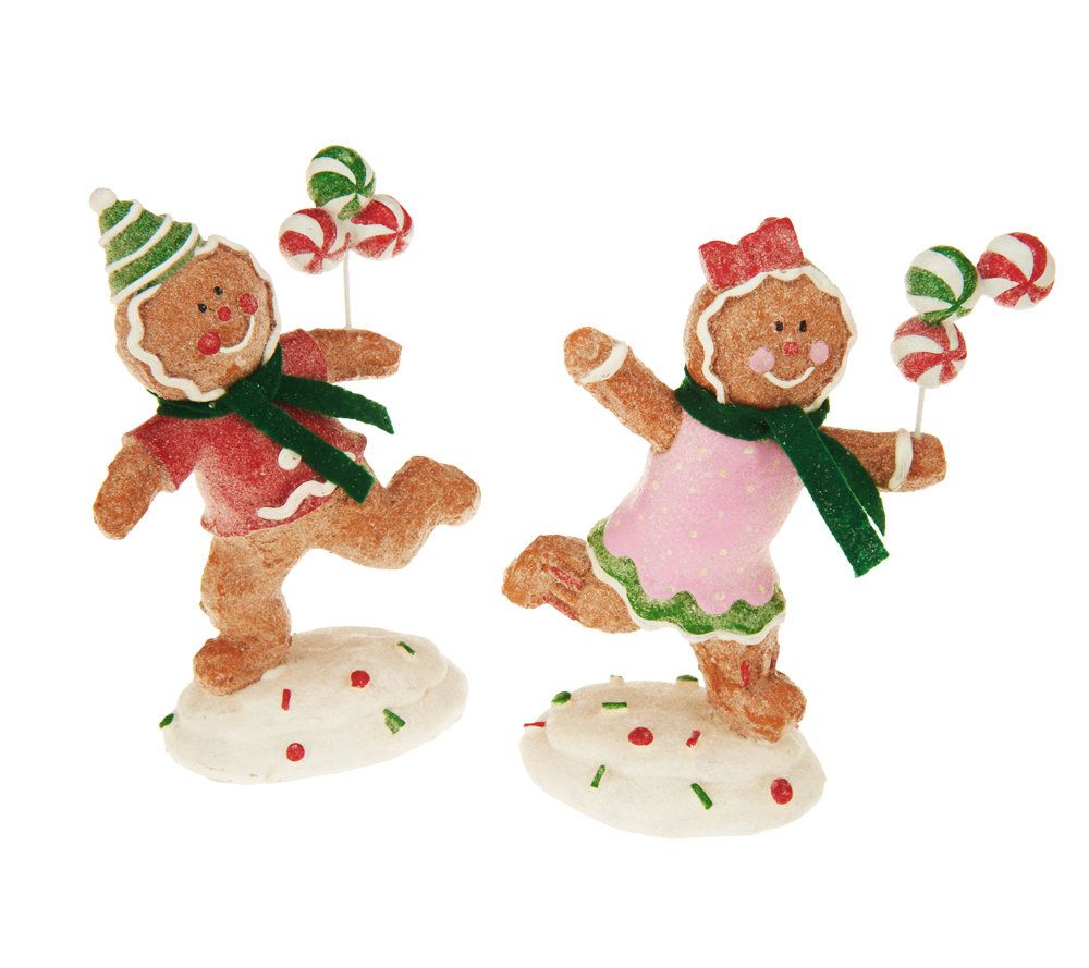 Set Of 2 Sugared Gingerbread Figurines By Valerie - QVC.com