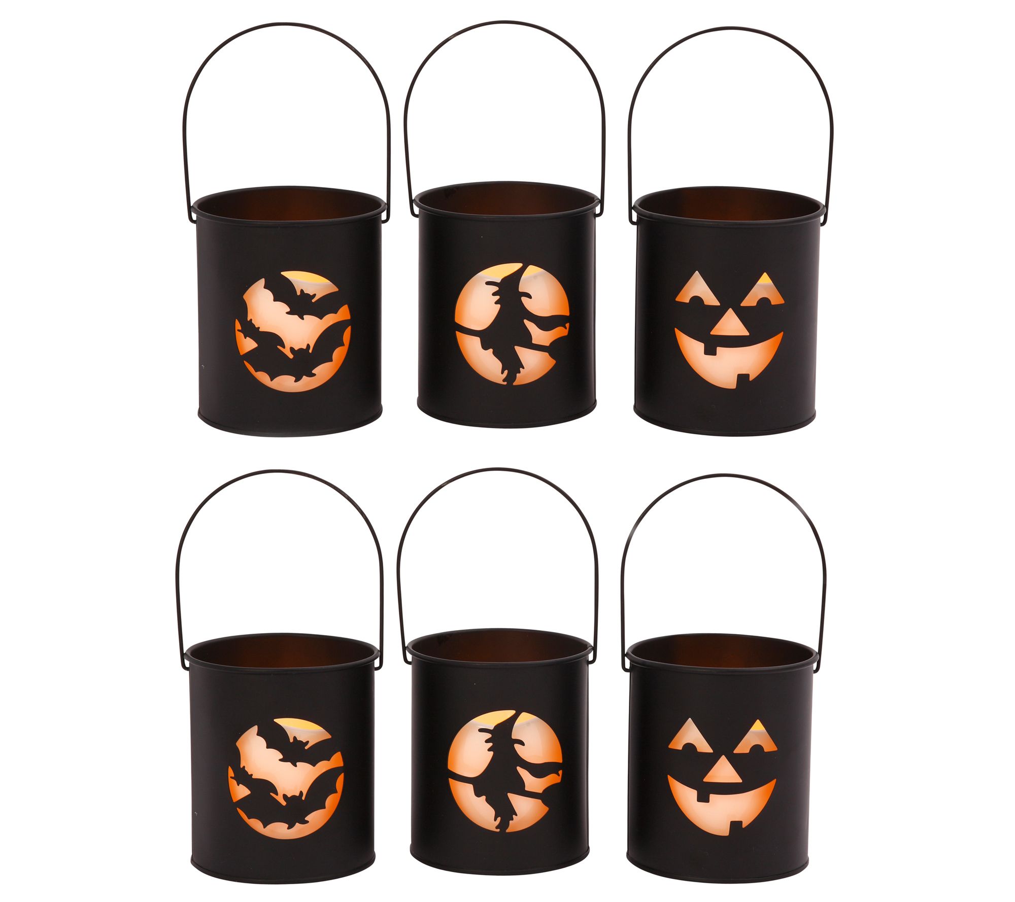 Set of 6 Halloween Luminaries with candle by Everlasting Glow