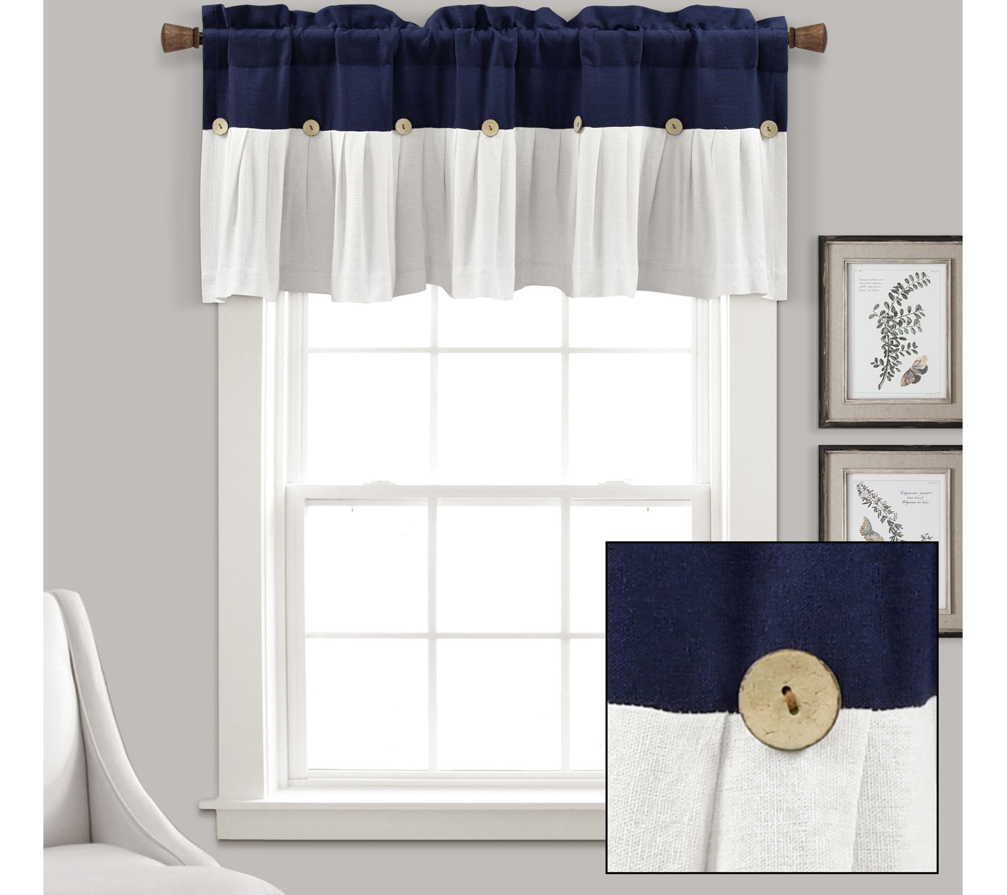 Linen Button Valance 52X18 2" Header