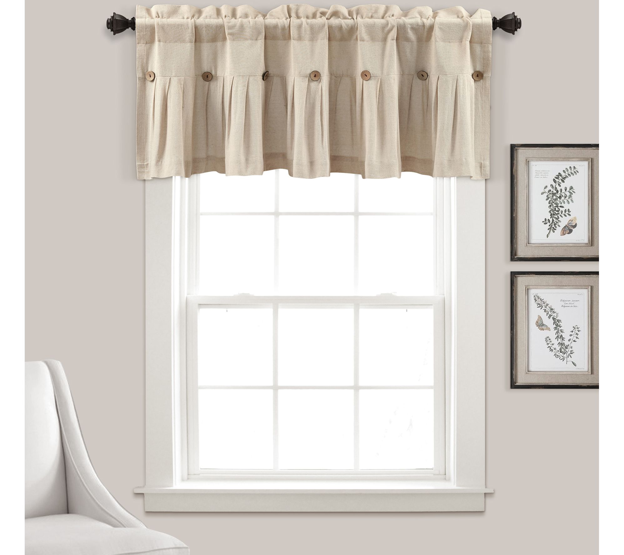 Linen Button Valance 52X18 2" Header