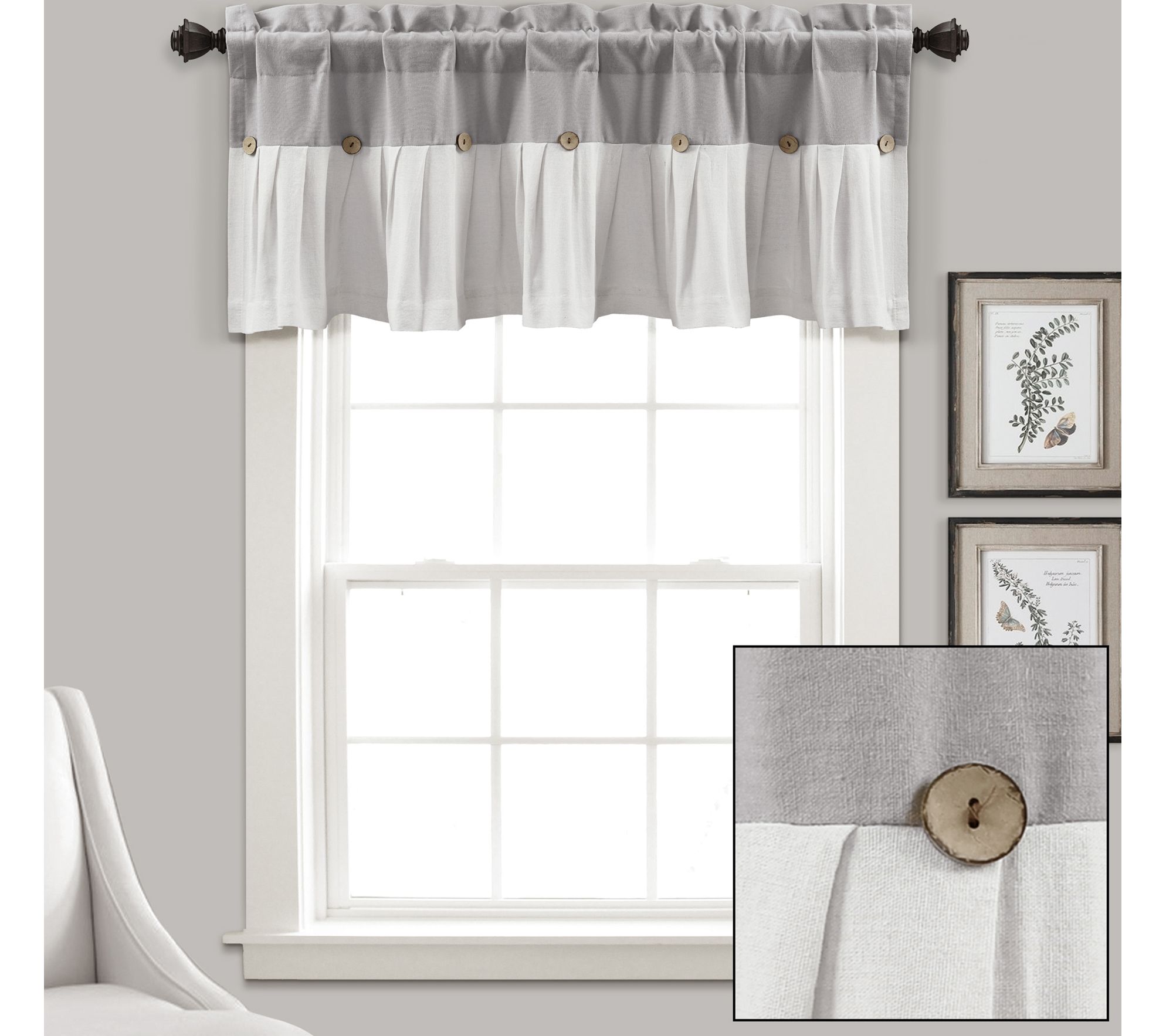 Linen Button Valance 52X18 2" Header