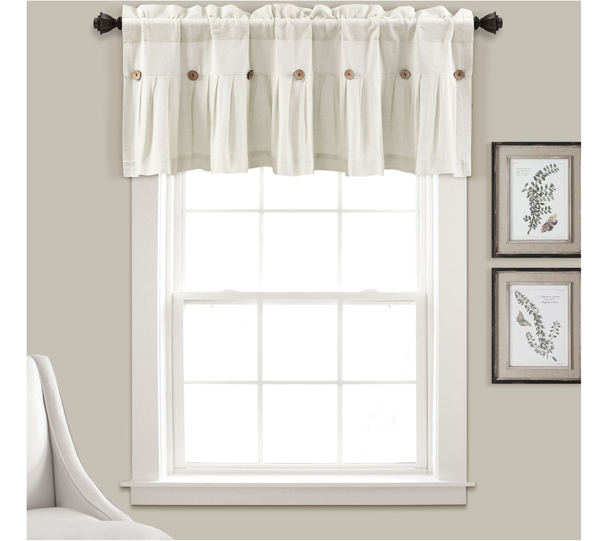 Linen Button Valance 52X18 2" Header