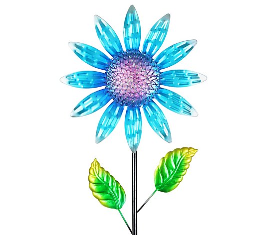 Exhart Shimmering Blue Flower Garden Stake