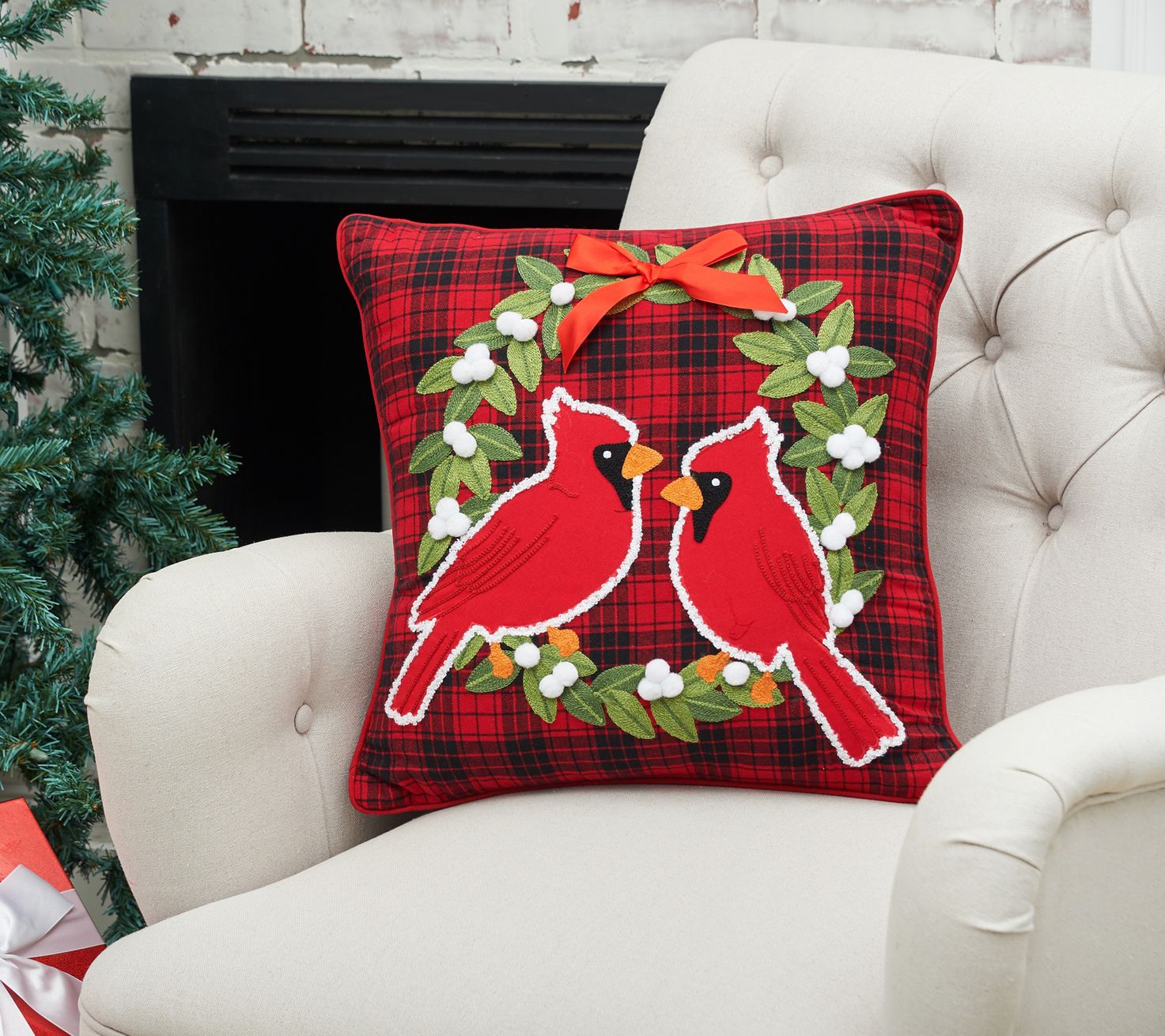 Hand Tufted Christmas Pillow Cover,embroidered Santa Cushion Cover