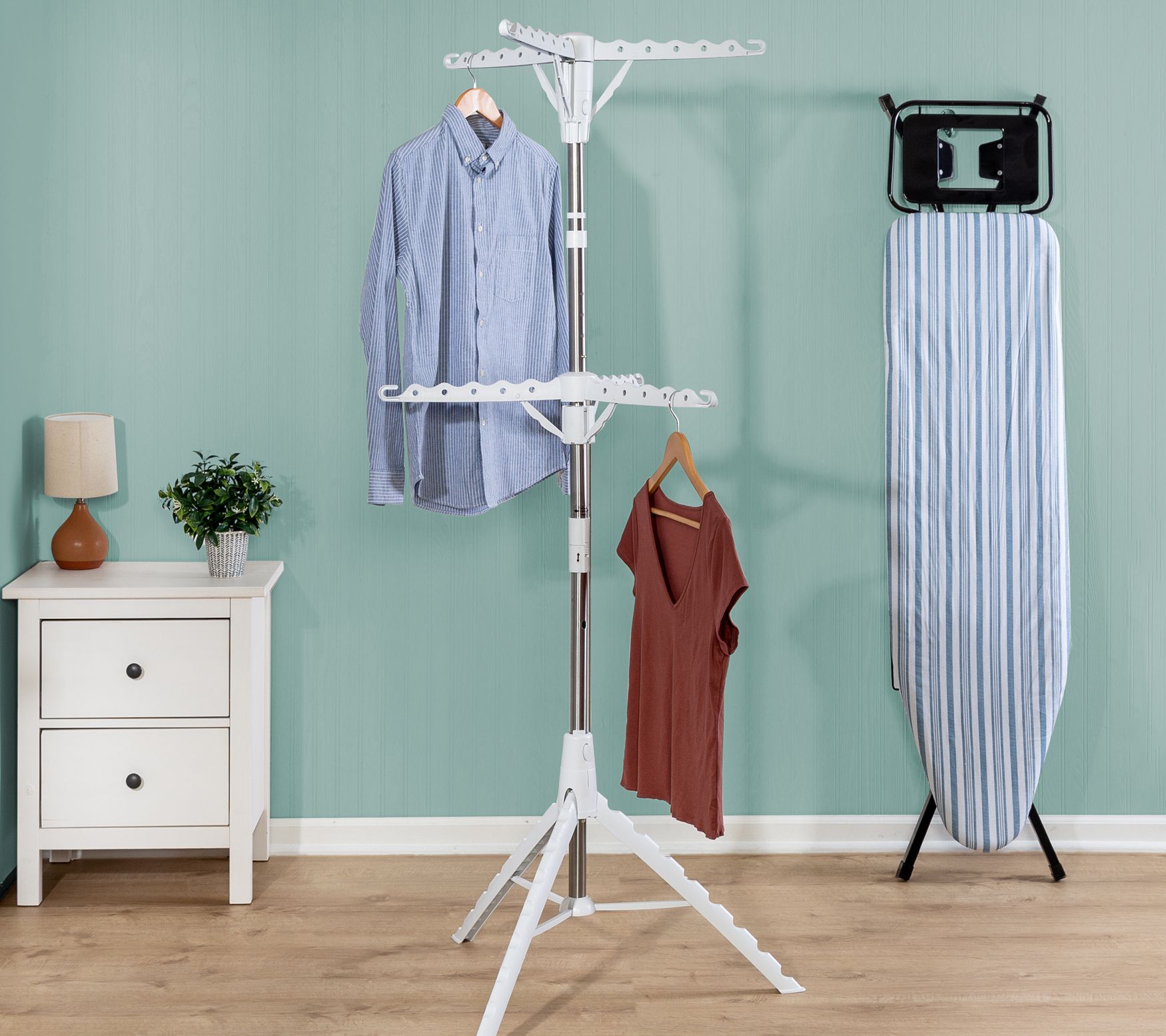 2-Tier Clothes Drying Rack Folding Laundry Stand with Adjustable