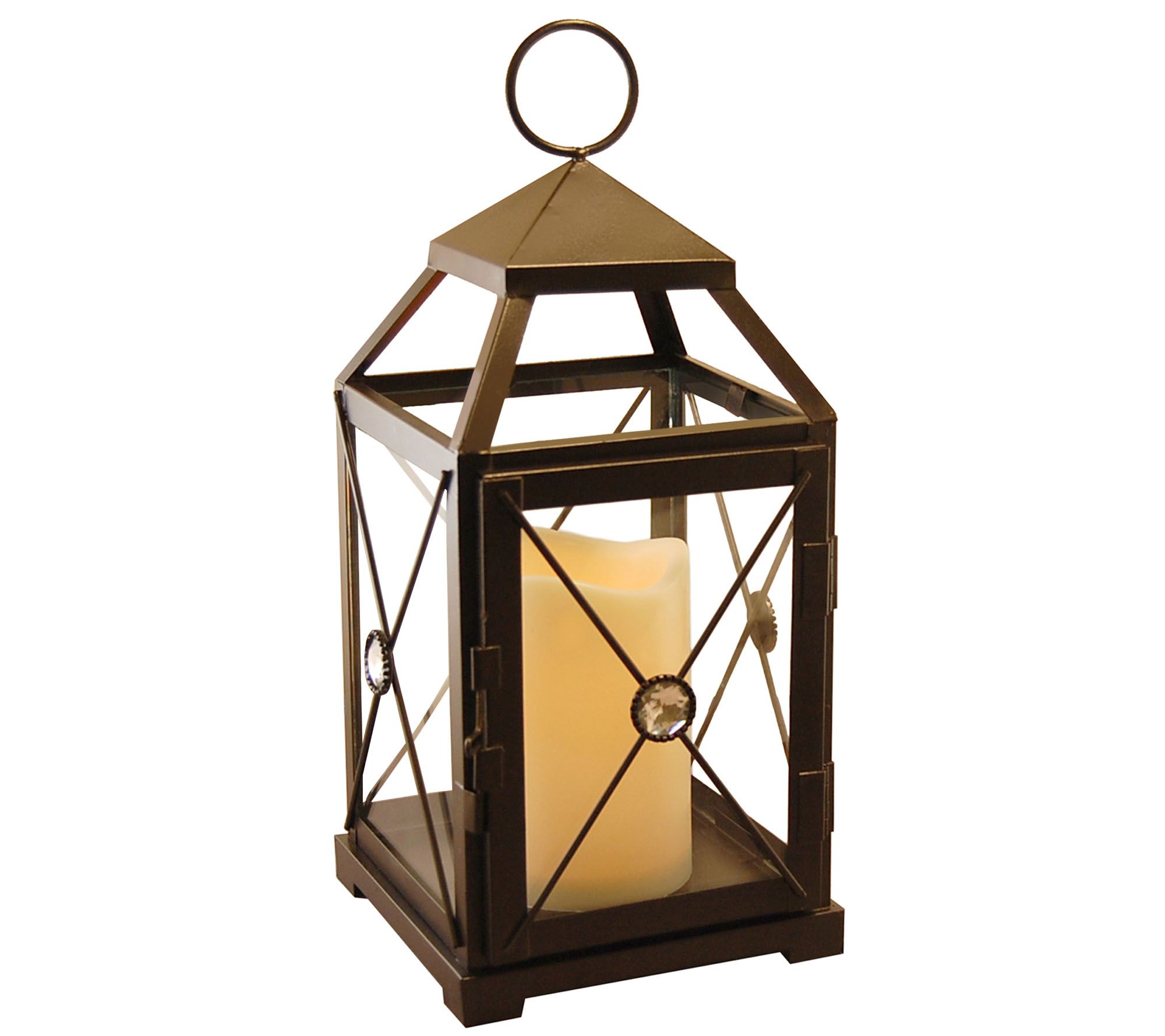 Home Reflections Set of (2) 10 Indoor/OutdoorMetal Lanterns ,Brass