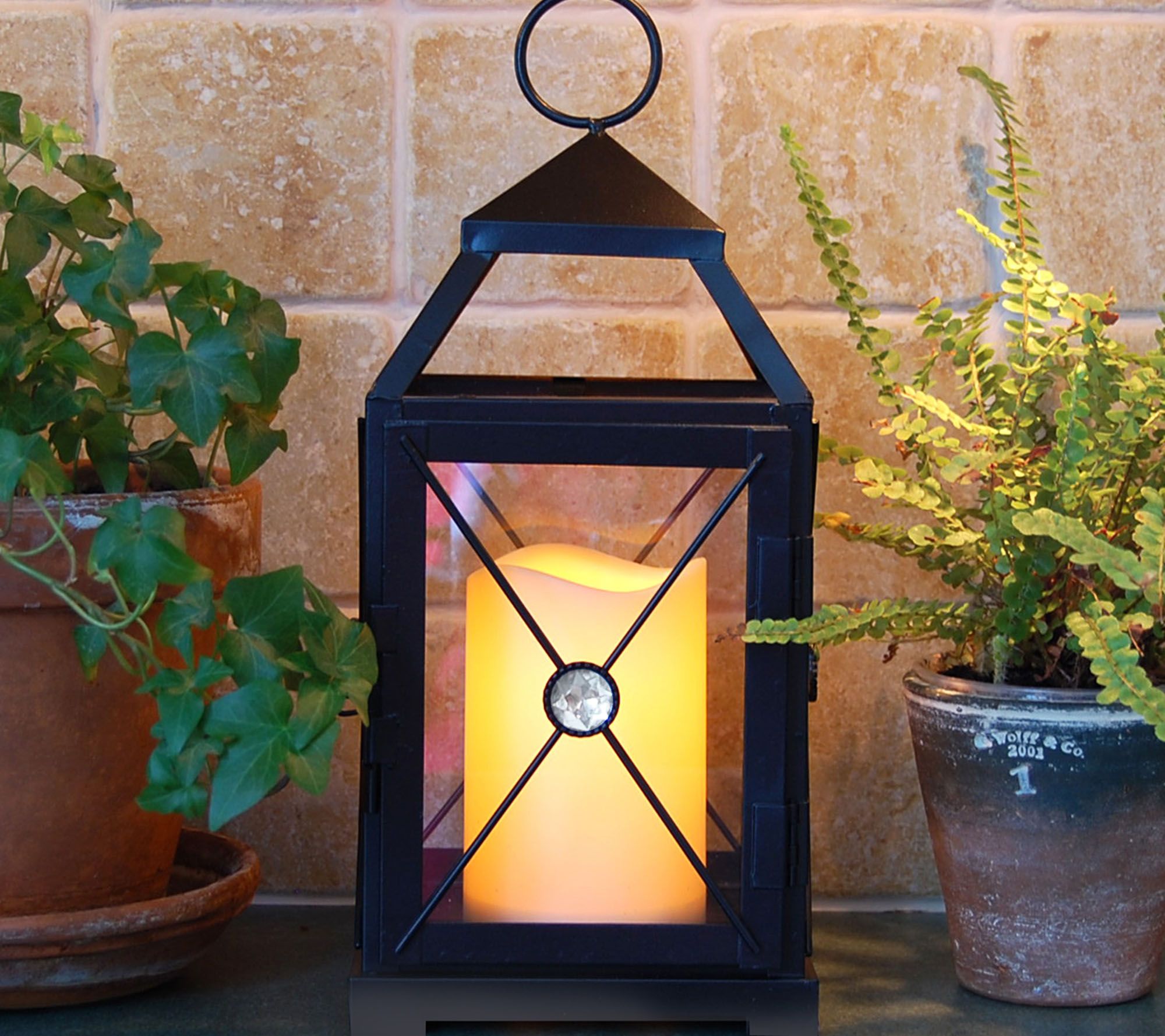 LumaBase Gem Metal Lantern with Removable Flameless Candle