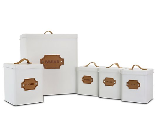 MegaChef 5-Piece Canister Set in White