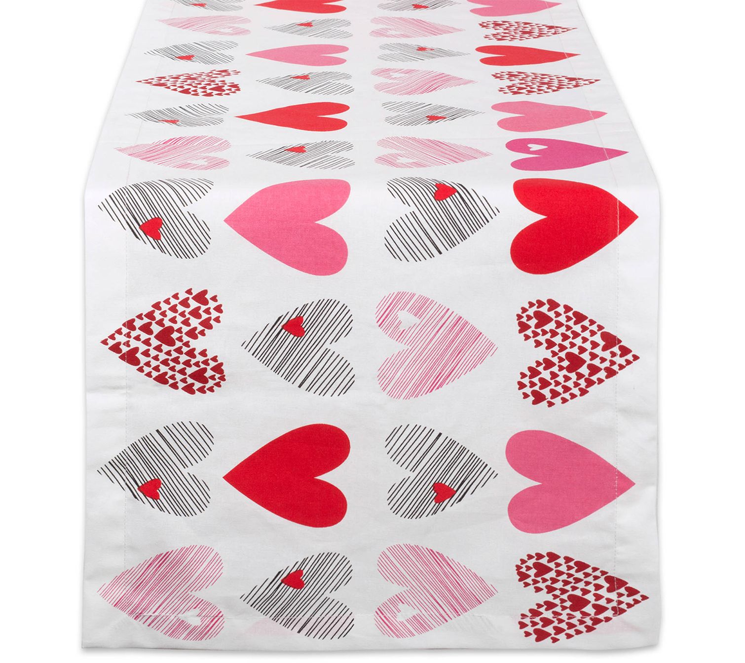 Design Imports 14" x 72" Hearts Collage Print Table Runner