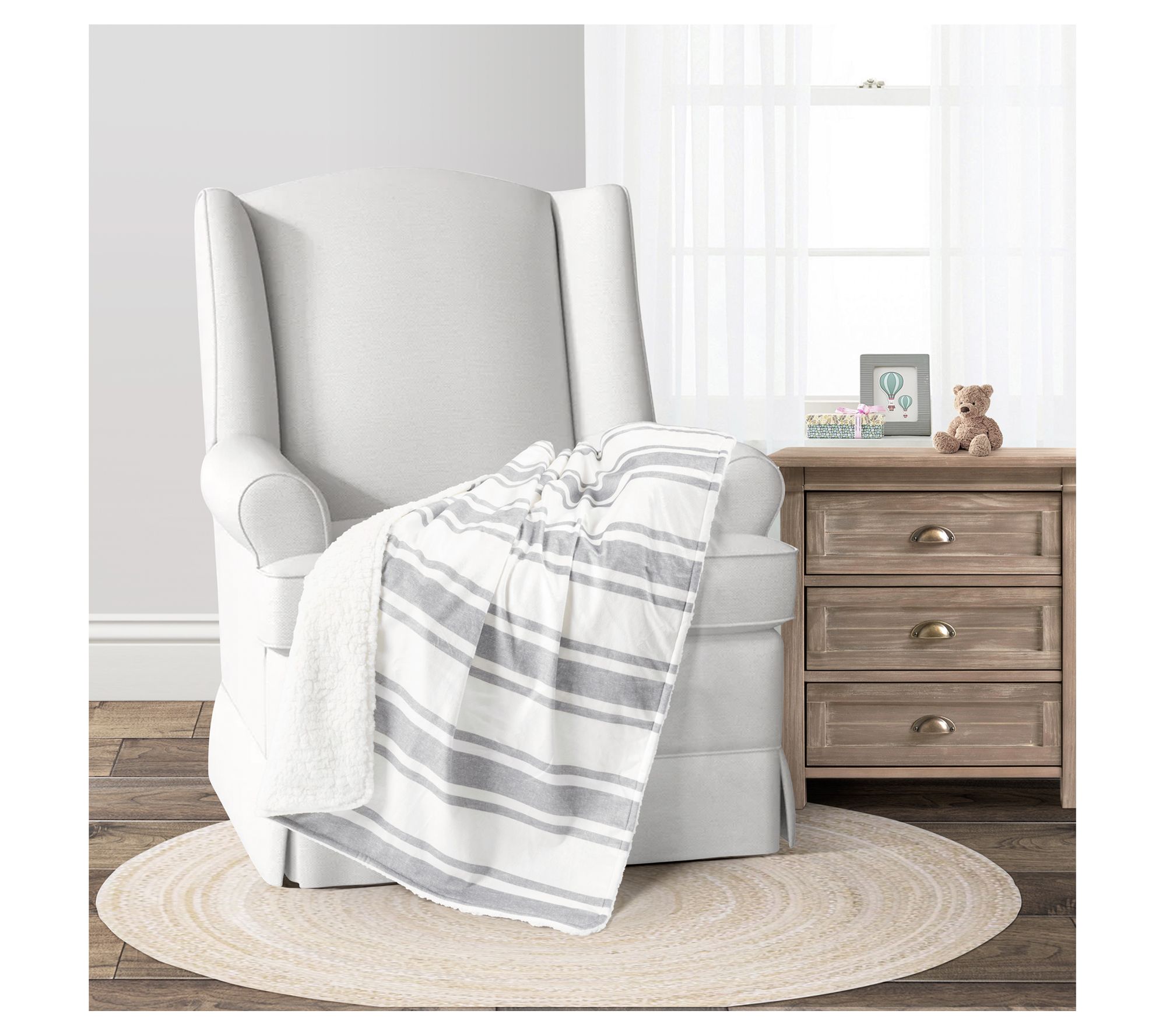 Lush Decor Farmhouse Stripe Sherpa Blanket