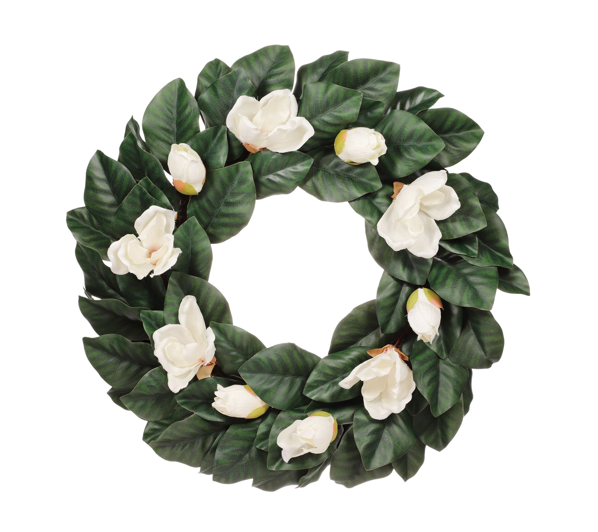 Puleo 24" Magnolia Floral Spring Wreath With Gren Leaves