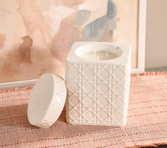 HomeWorx by Slatkin & Co. 14oz. Caining Pattern Ceramic Filled Candle