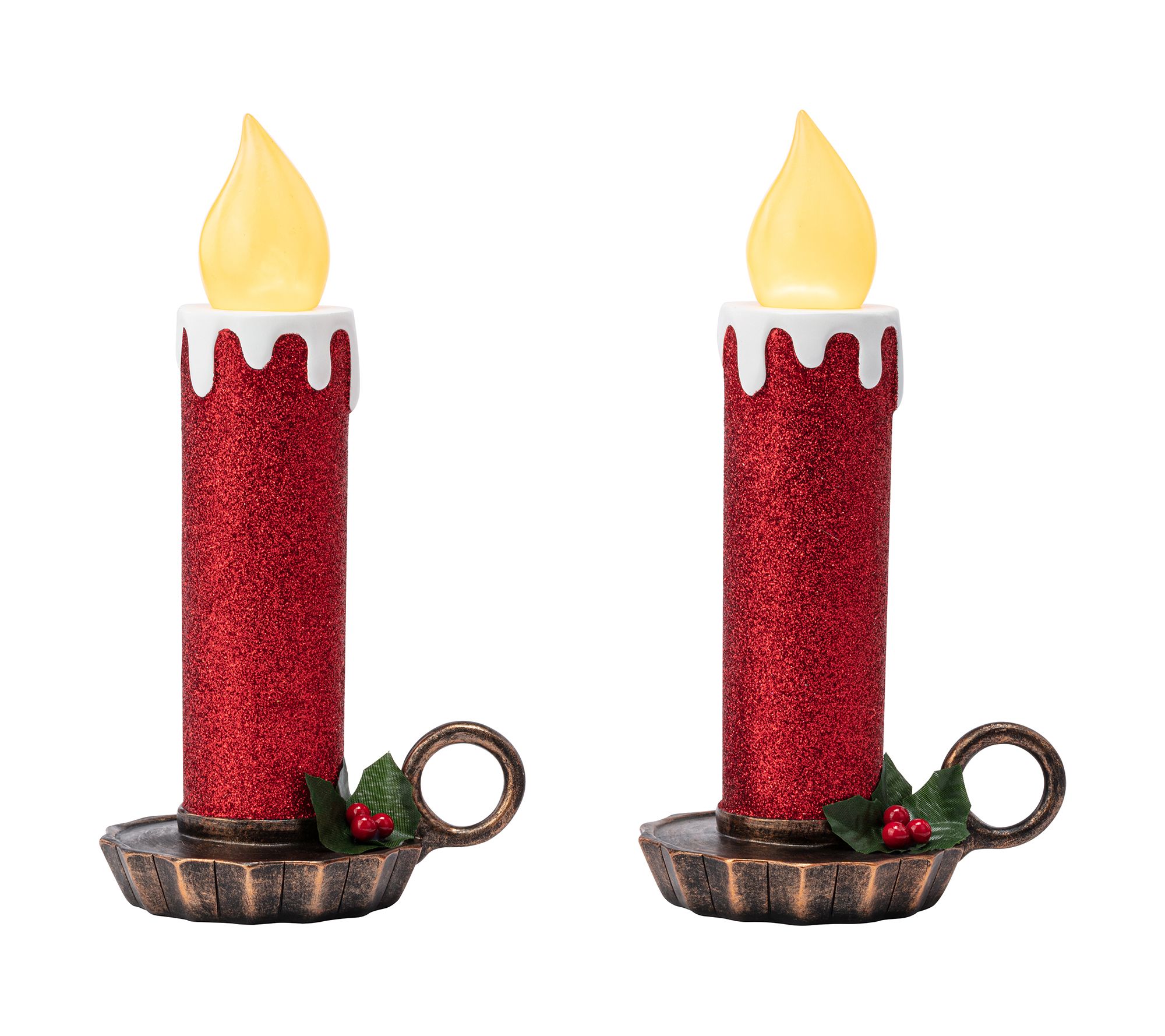 Mr. Christmas 10" Set of 2 LED Resin Candles - Red