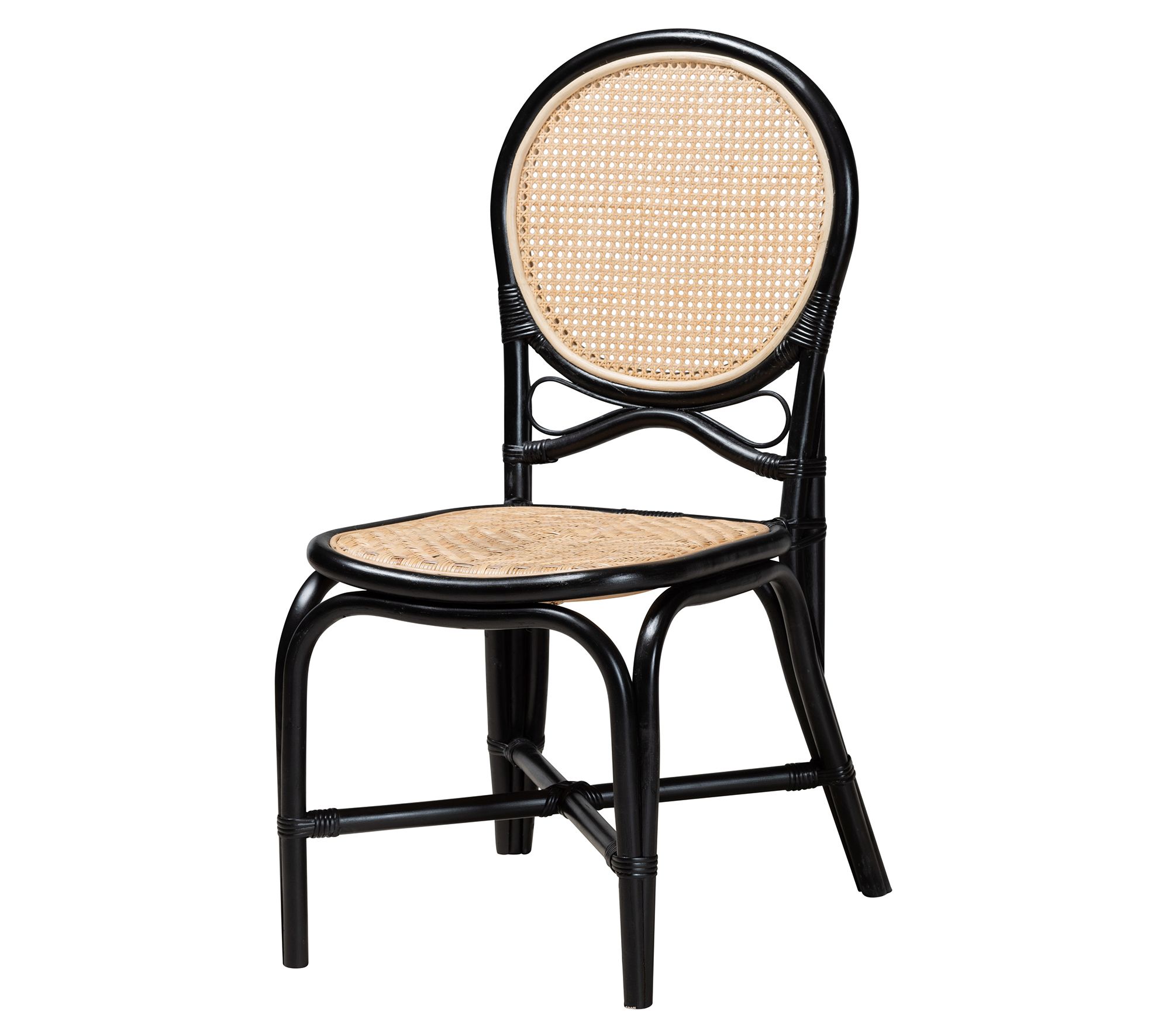 bali & pari Ayana Black and Natural Brown Rattan Dining Chair