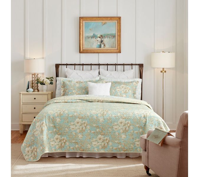 Laura Ashley Brompton Green King Quilt-Sham Set