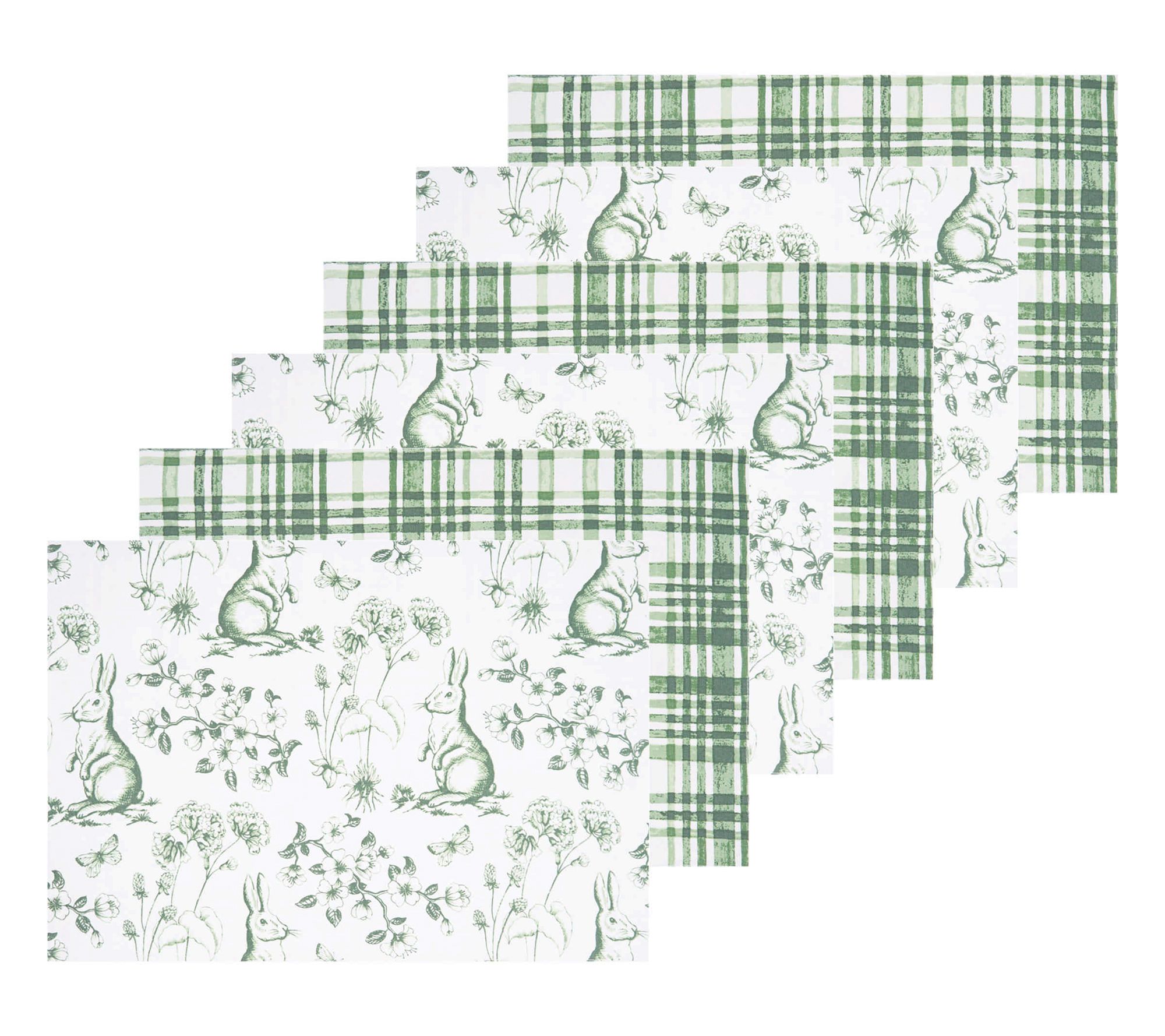 Spring Greens Bunny Toile Placemat Set of 6 byValerie