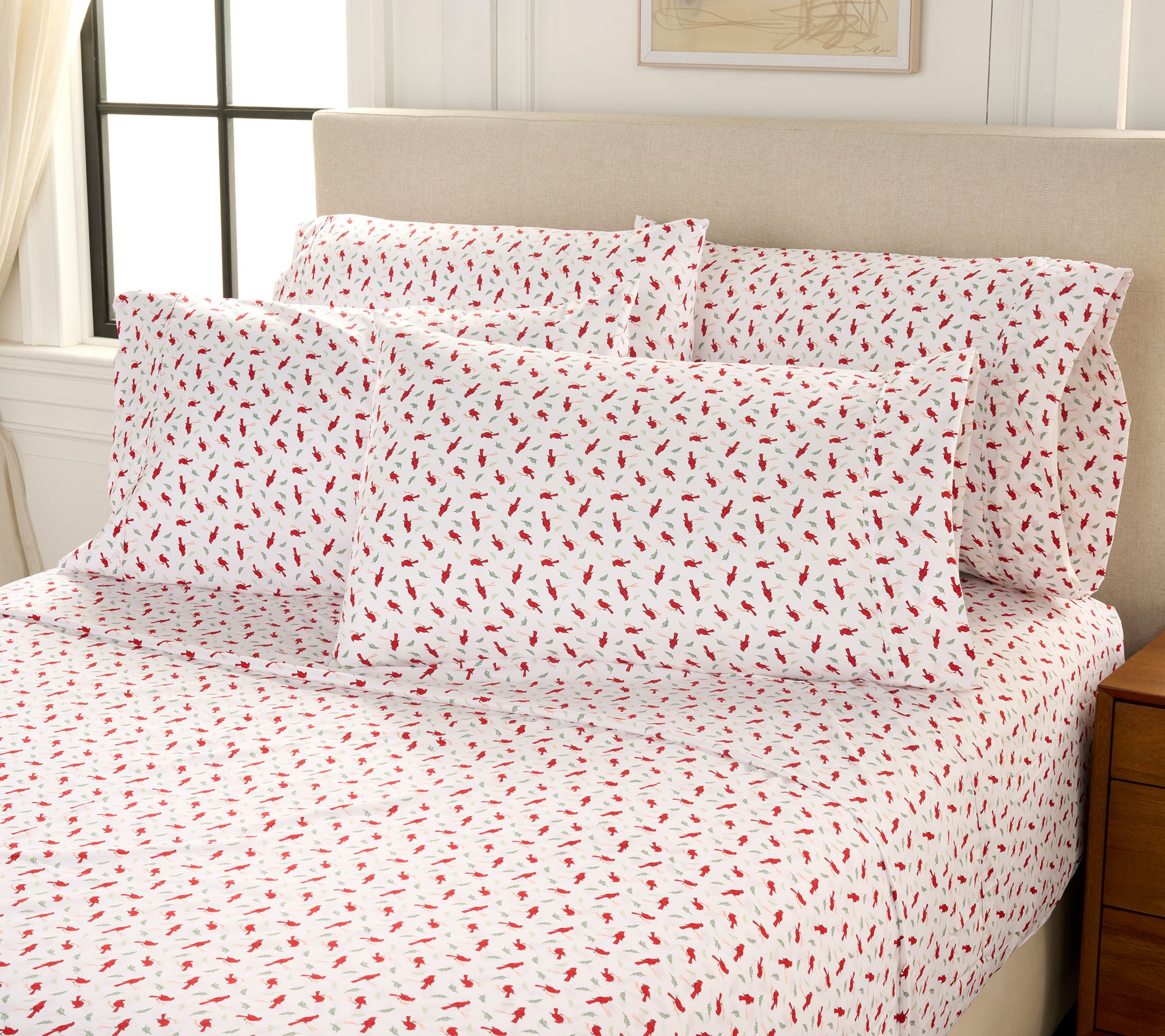 Home Reflections Double Brushed 6pc Holiday Sheets