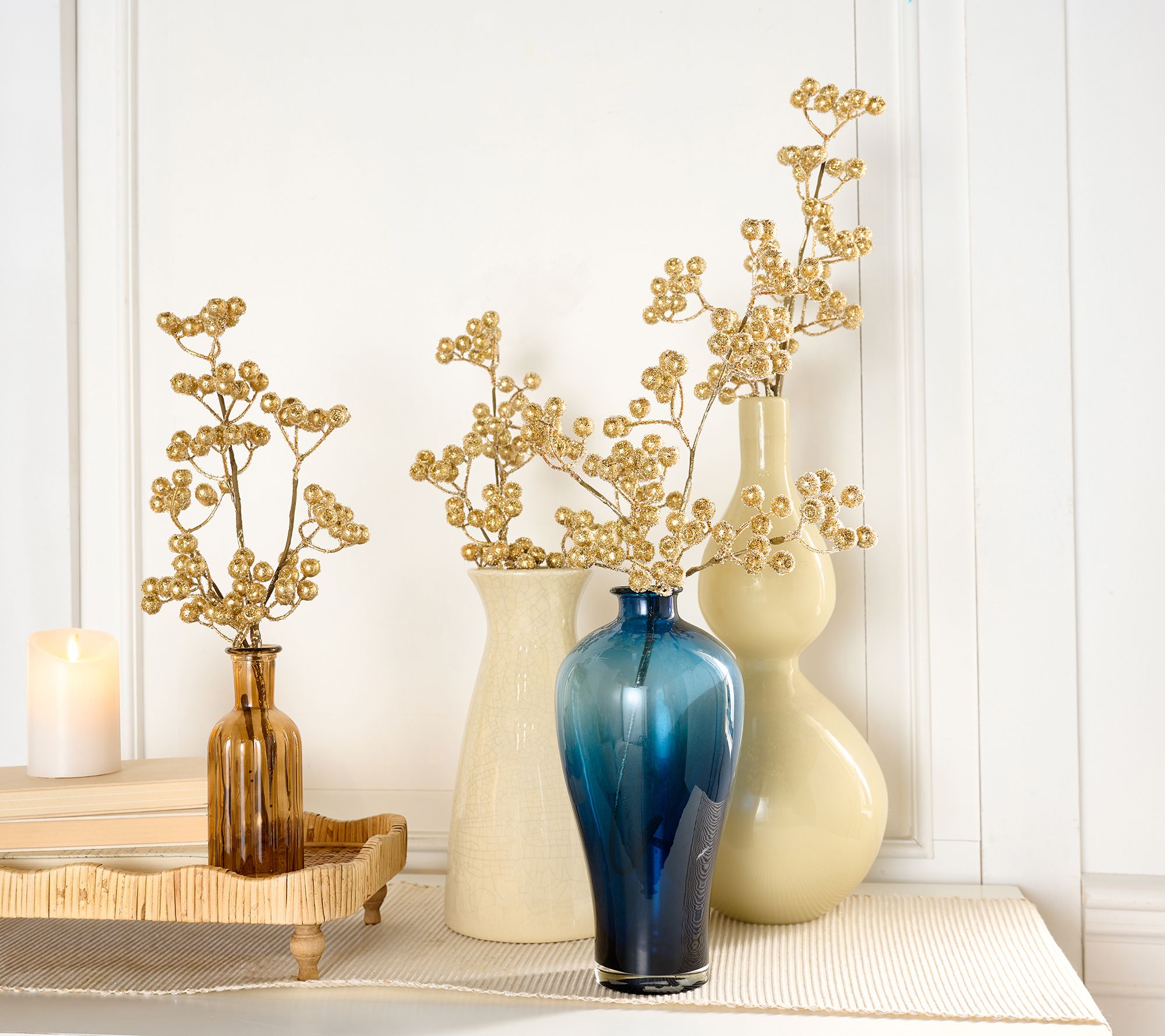 Set of 4 Glittered Berry Picks by Valerie