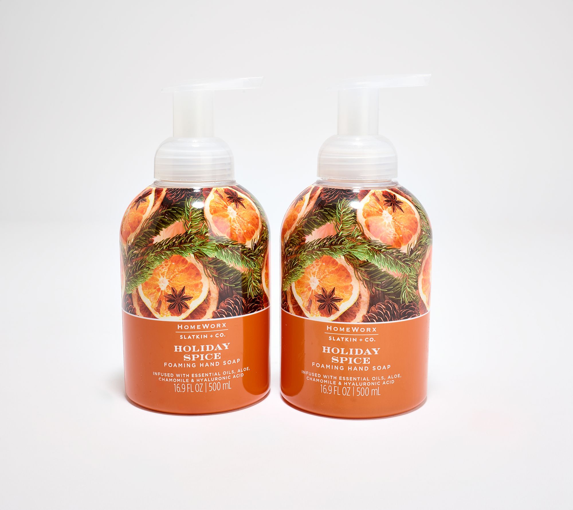 HomeWorx by Slatkin + Co. S/2 16oz Holiday Spice Foaming Soap