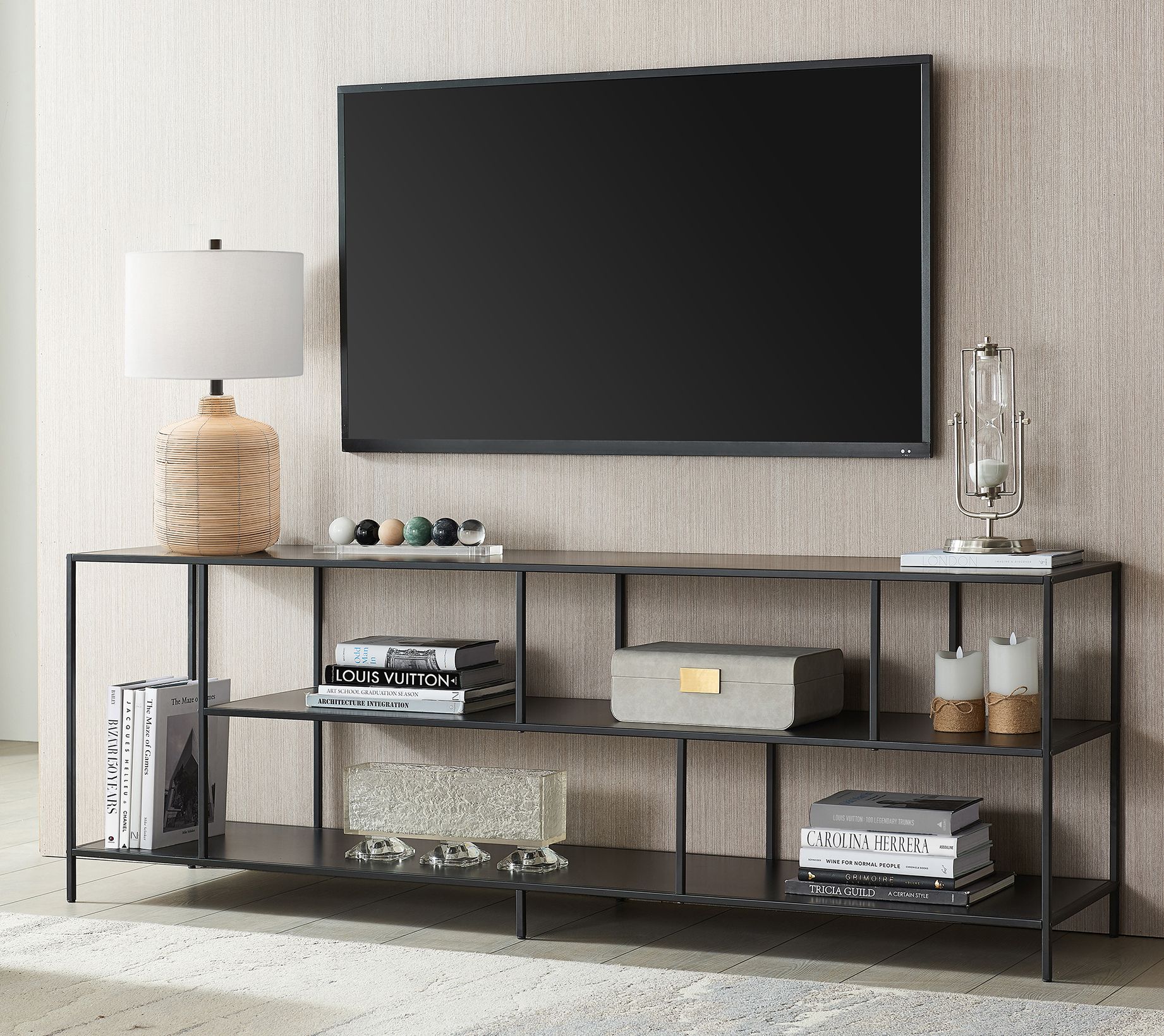 Hudson&Canal Winthrop TV Stand for TV's up to 75" Metal Shelf